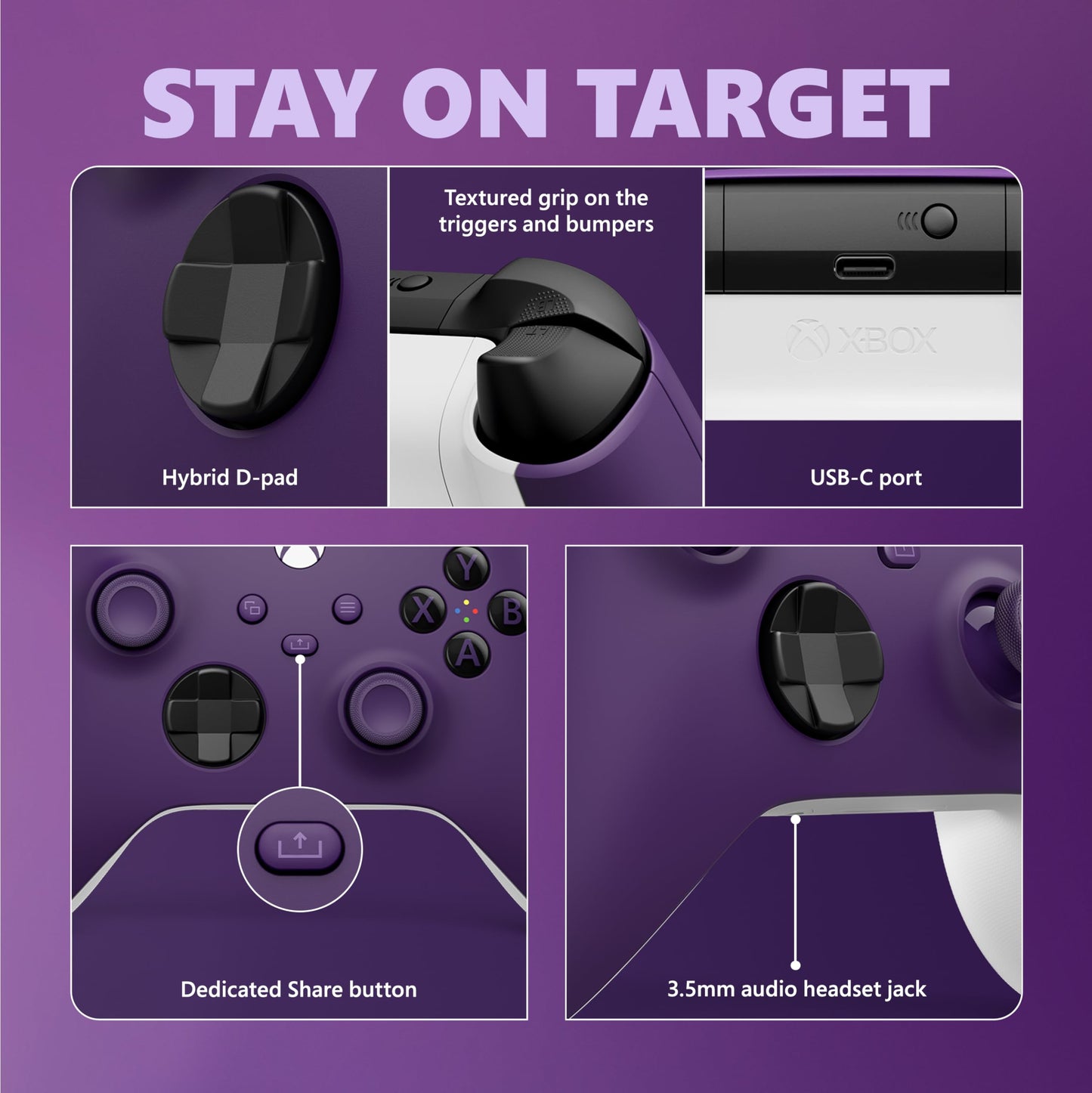 Xbox Core Wireless Gaming Controller - Astral Purple Series X|S, One, Windows PC, Android, and iOS