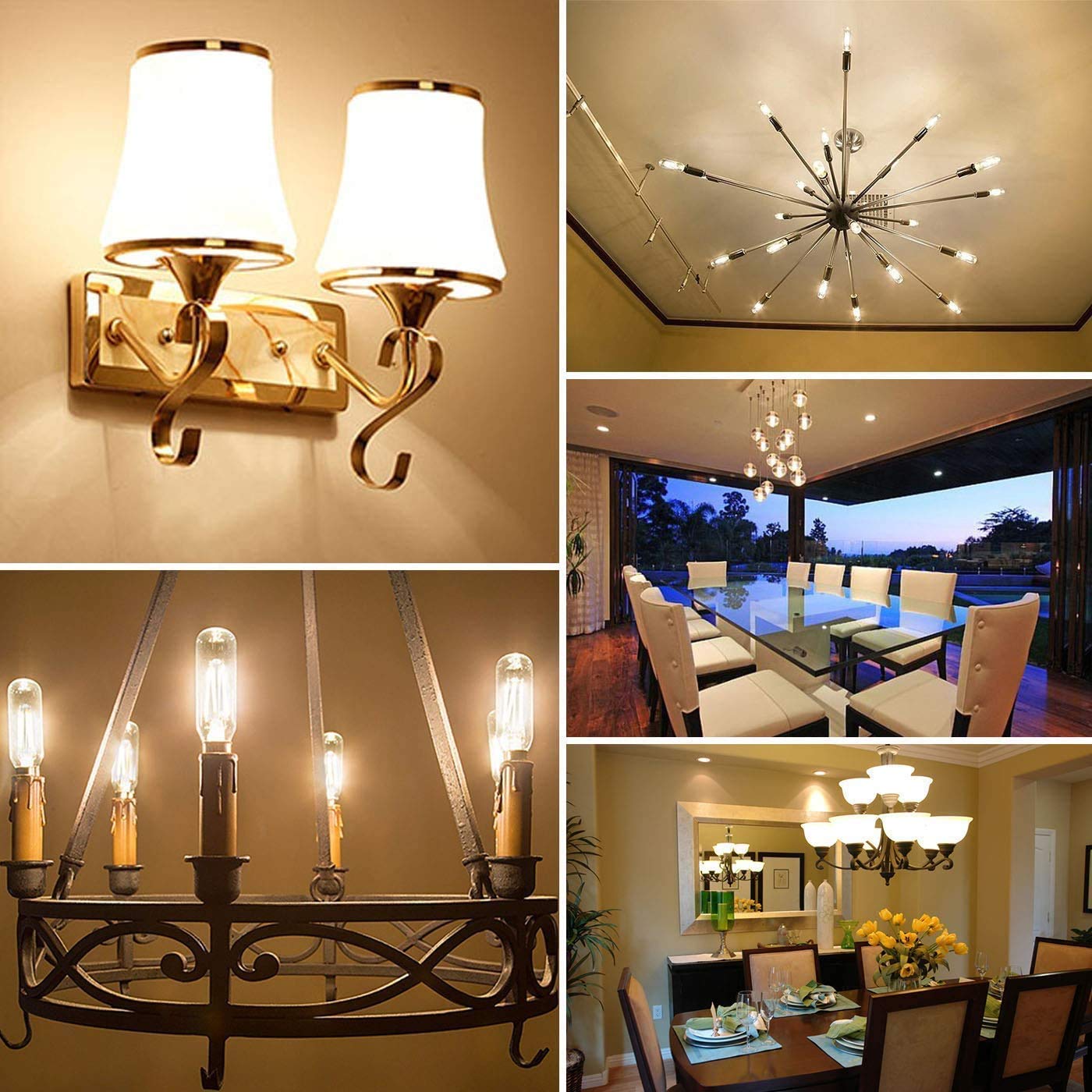 LDCHIUEN T20 Dimmable LED Tubular Bulbs, 2W (25W Eq), E12, 2700K, 4-Pack