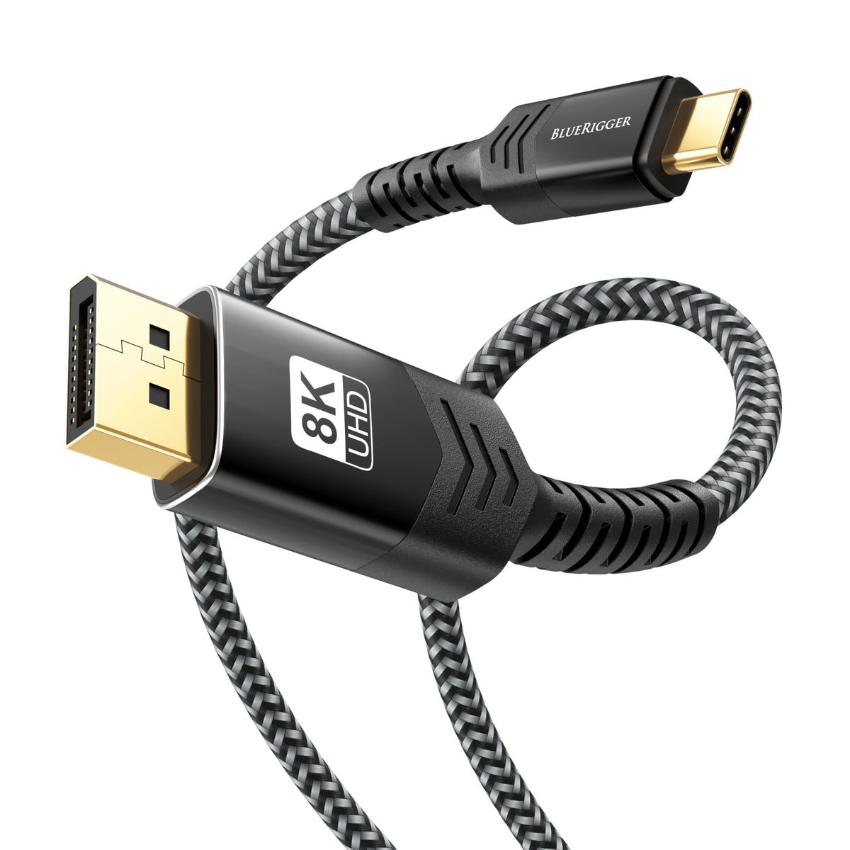 BlueRigger USB C to DisplayPort Cable (10FT, 8K 60Hz, USB Type-C 3.1 to Display Port, 32.4 Gbps, Thunderbolt 4/3, USB-C to DP 1.4 Cable) - Compatible