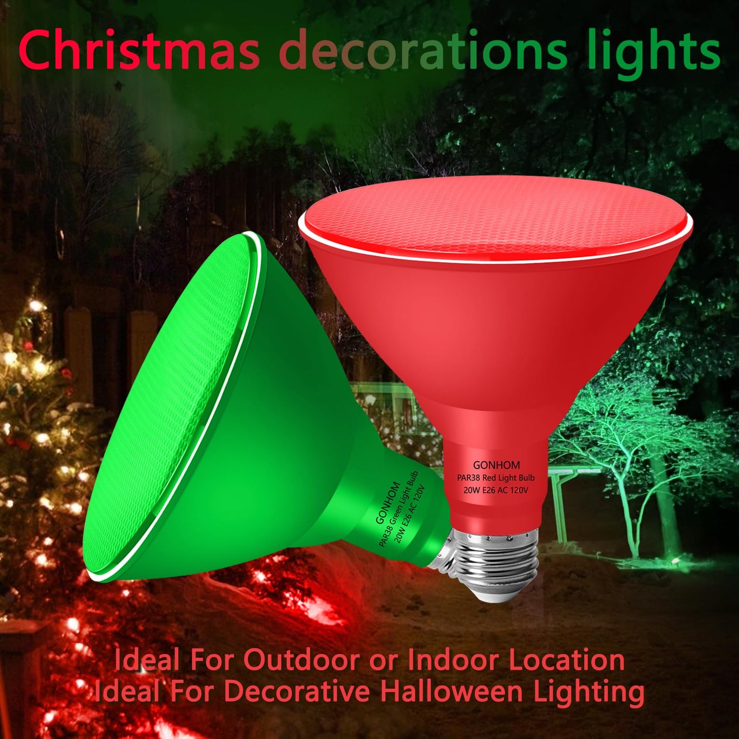 Gonhom PAR38 Flood Lights Outdoor,Dimmable LED Flood Light Bulbs,20W(Equivalent to 200W),E26 Base,Outdoor Porch,Holiday Lighting,LED Flood Light Bulb