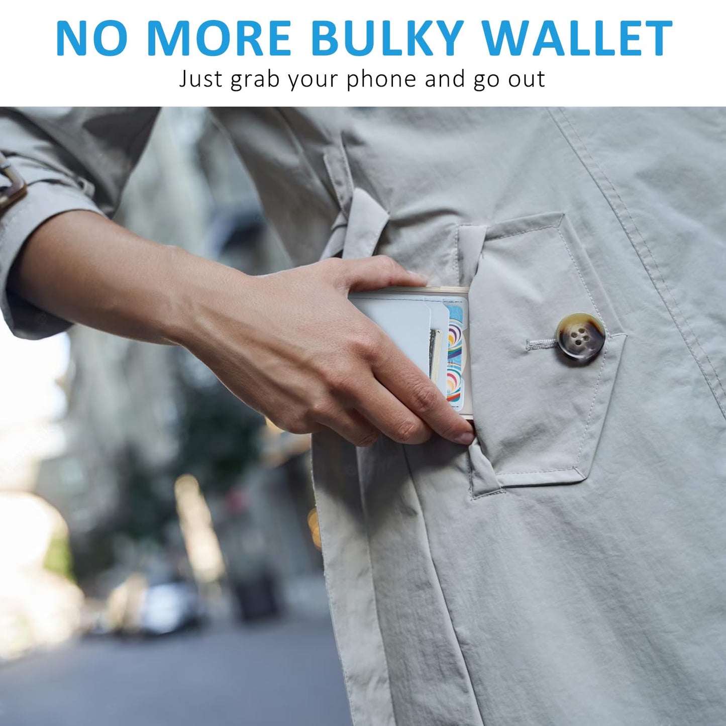 Fulgamo Phone Wallet Stick on,3Pack Phone Card Holder for Phone Case, Leather Credit Card Sticky Wallet Double Pocket Sticker Back of iPhone, Android