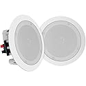 Pyle Pair 8" Bluetooth Flush Mount In-wall In-ceiling 2-Way Universal Home Speaker System Spring Loaded Quick Connections Polypropylene Cone Polymer