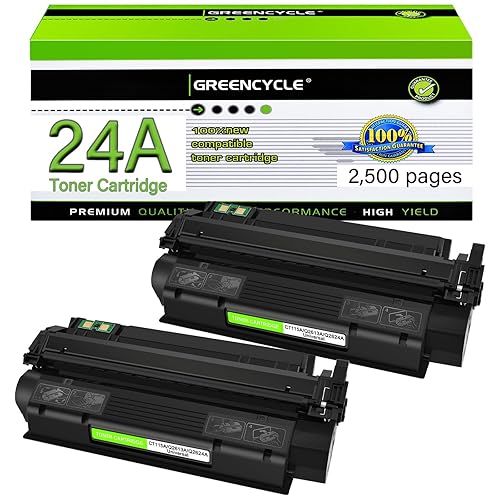 greencycle Q2624A 24A Replacement Black Toner Cartridge Compatible for HP LaserJet 1150 Printer Pack of 2