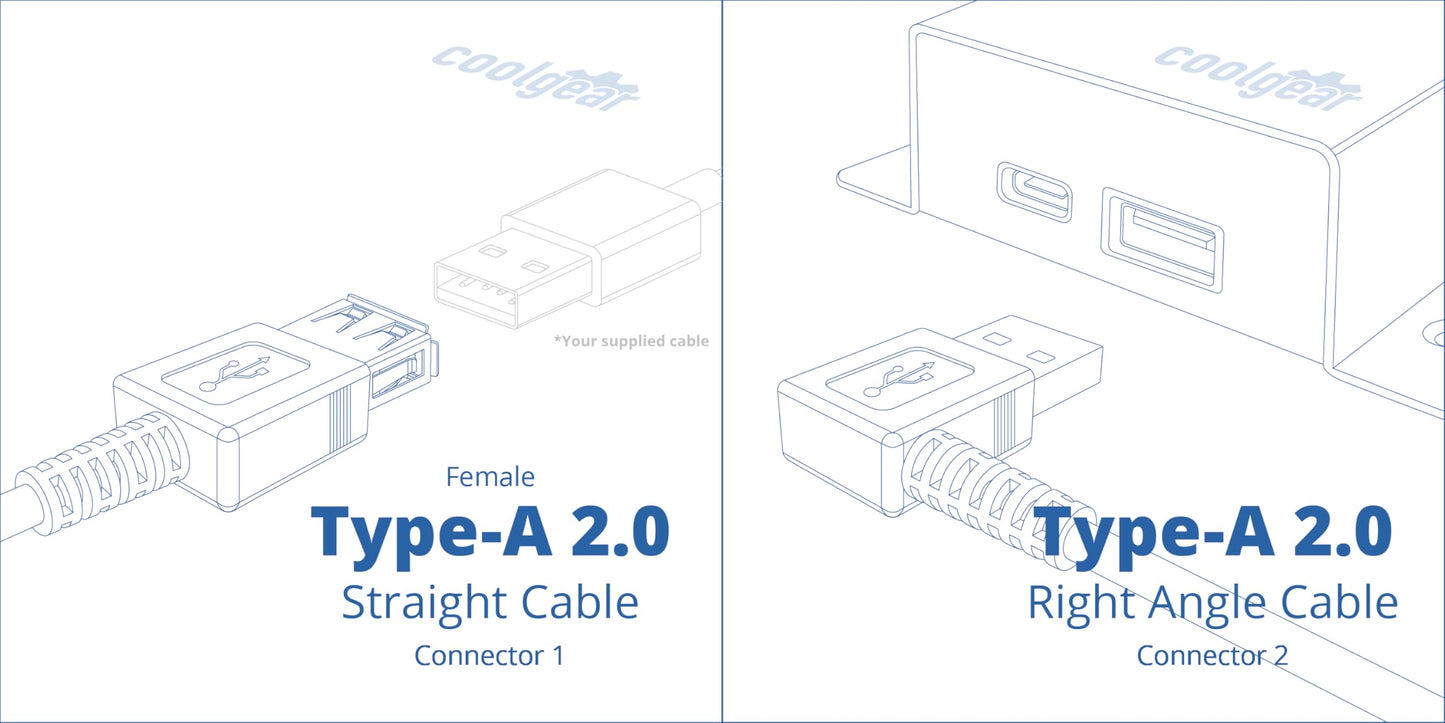 USBGear USB 2.0 Right Angle Extension Cable - Type-A Male Right Angle to A Female - 3ft - White - Fits Tight Spaces to Extend Close Connections
