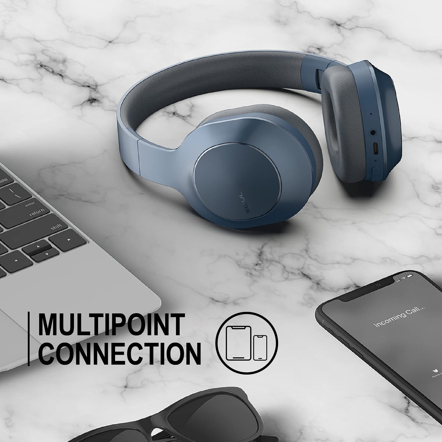 Soul Emotion Max - Over-Ear Active Noise Cancelling Headphones with Crystal Clear Calls Multipoint Connection,60H Playtime,USB-C Quick Charging…
