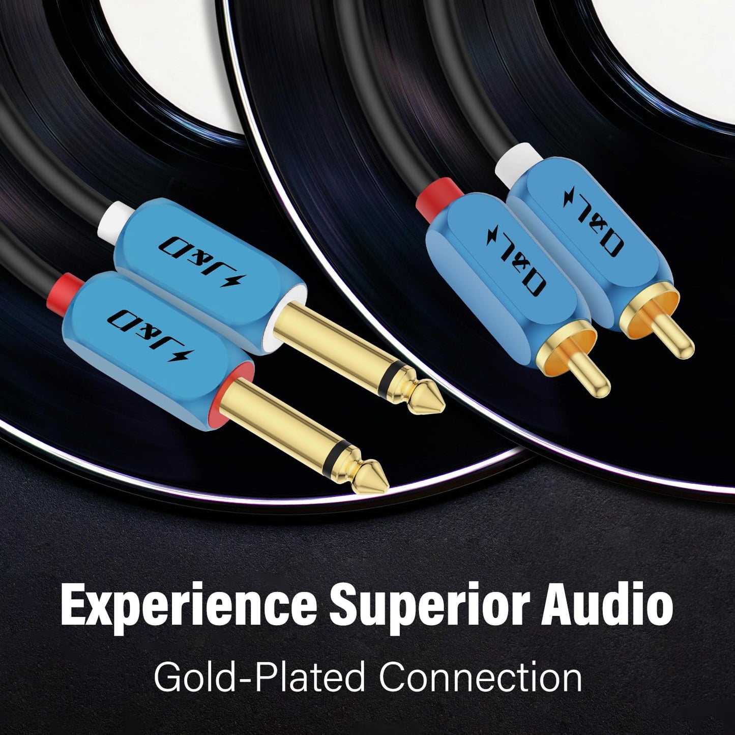 J&D Dual 1/4 inch TS to Dual RCA Stereo Audio Interconnect Cable, RCA to 1/4 Cable Heavy Duty Aluminum Alloy Shell Gold Plated Plug for Home Theater