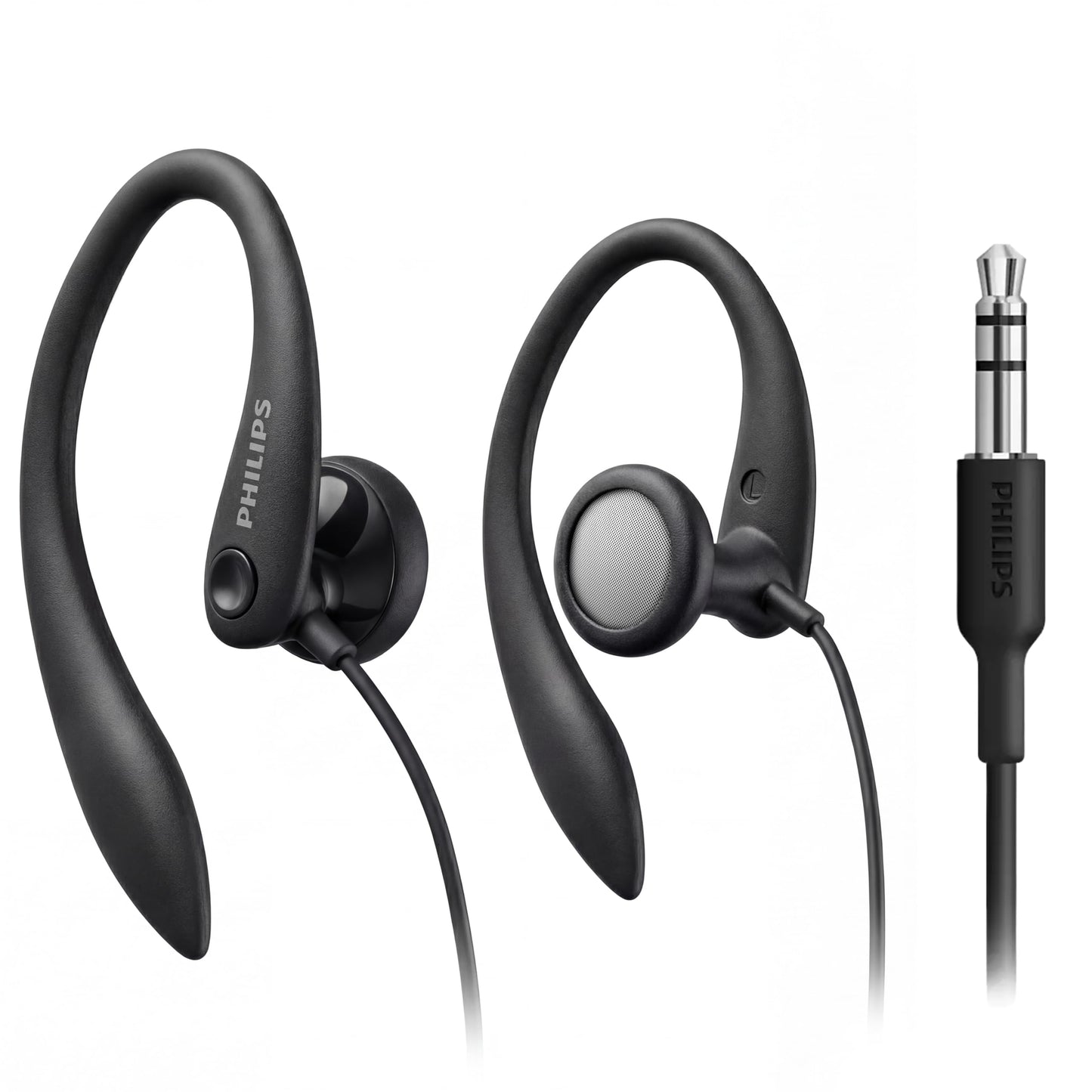 Philips SHS3200BK Flexible Earhook Headphones, Black