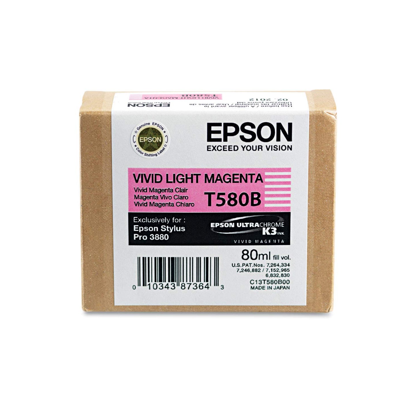 Epson T580B00 UltraChrome K3 Vivid Light Magenta Ink Cartridge 80ml (T580B00) Ink