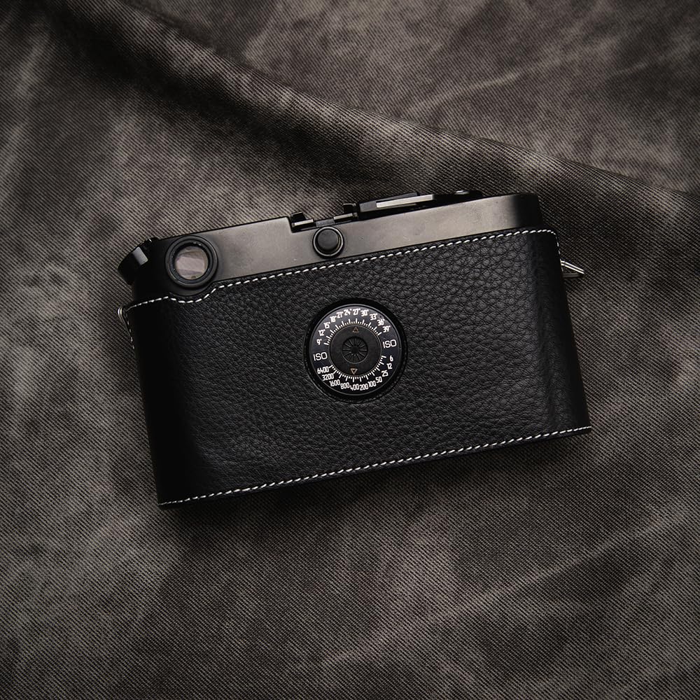 DBZZ Vintage Leather Camera Case, Half-Wrap Genuine Leather Hand Grip Design Camera Protector For LEICA M6/MP/M1/M2/M3/M4/MDa (Black-white line)