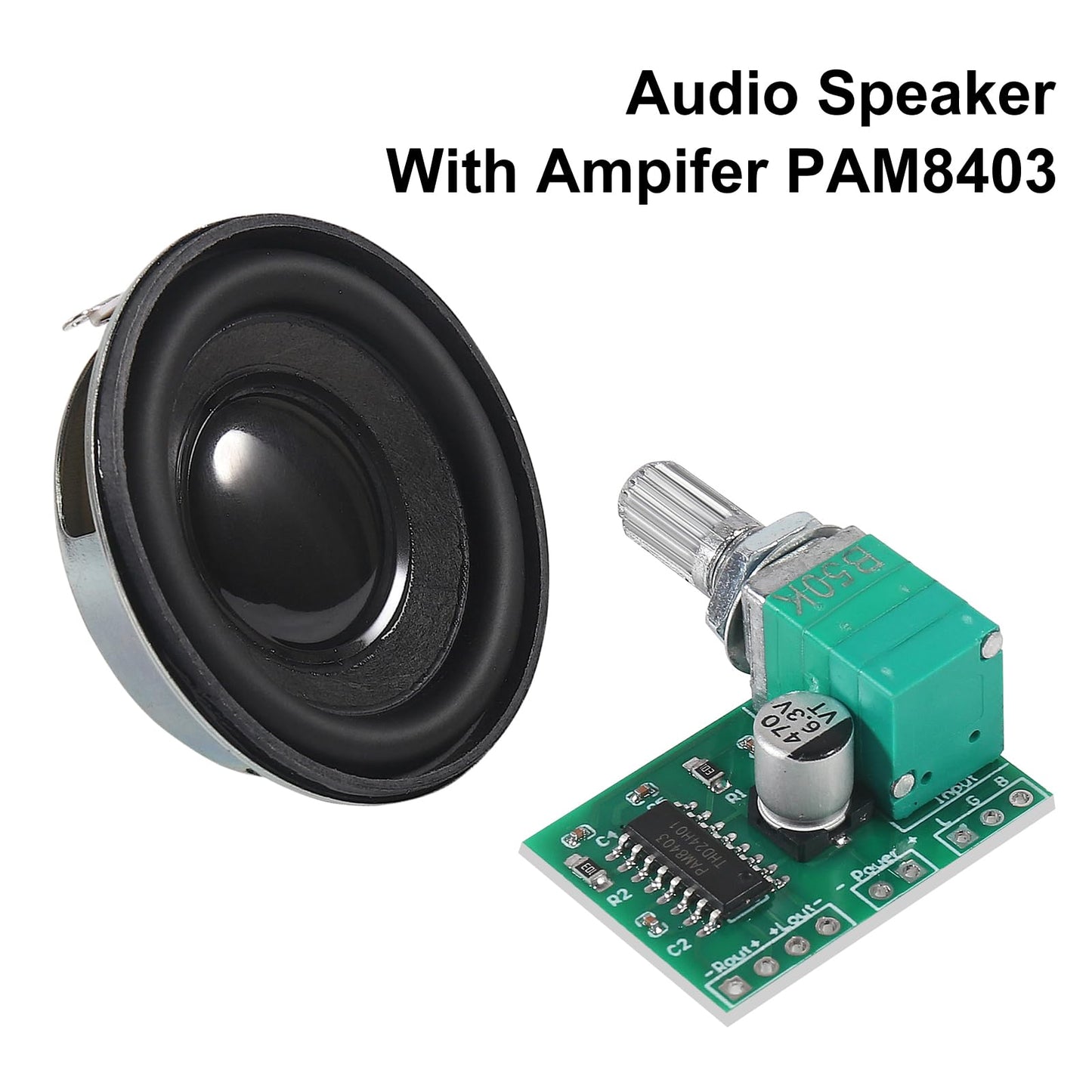 2pcs 1.96inch/50mm 5W 4 Ohm Audio Stereo Speaker Round Loudspeaker with 2PCS 3Wx2 DC 5V Digital Amplifier PAM8403 Amp Module for Arduino DIY