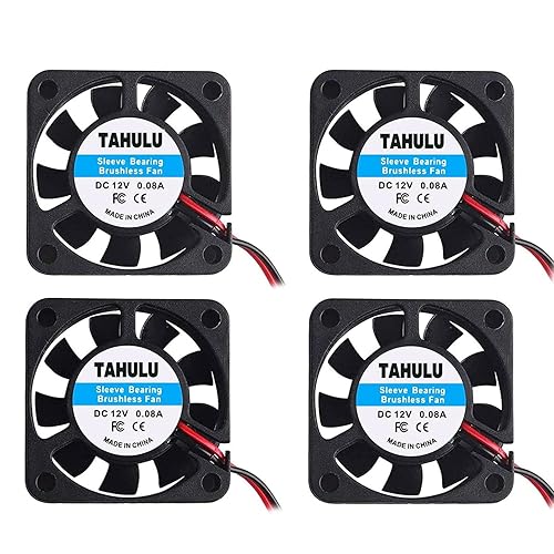4pcs 3D Printer Fan 12V, 40mm 12 Volt Fan 0.08A DC Mini Quiet Cooling Fan 40X40X10mm Cable for 3D Printer, DVR and Other Small App liances Series
