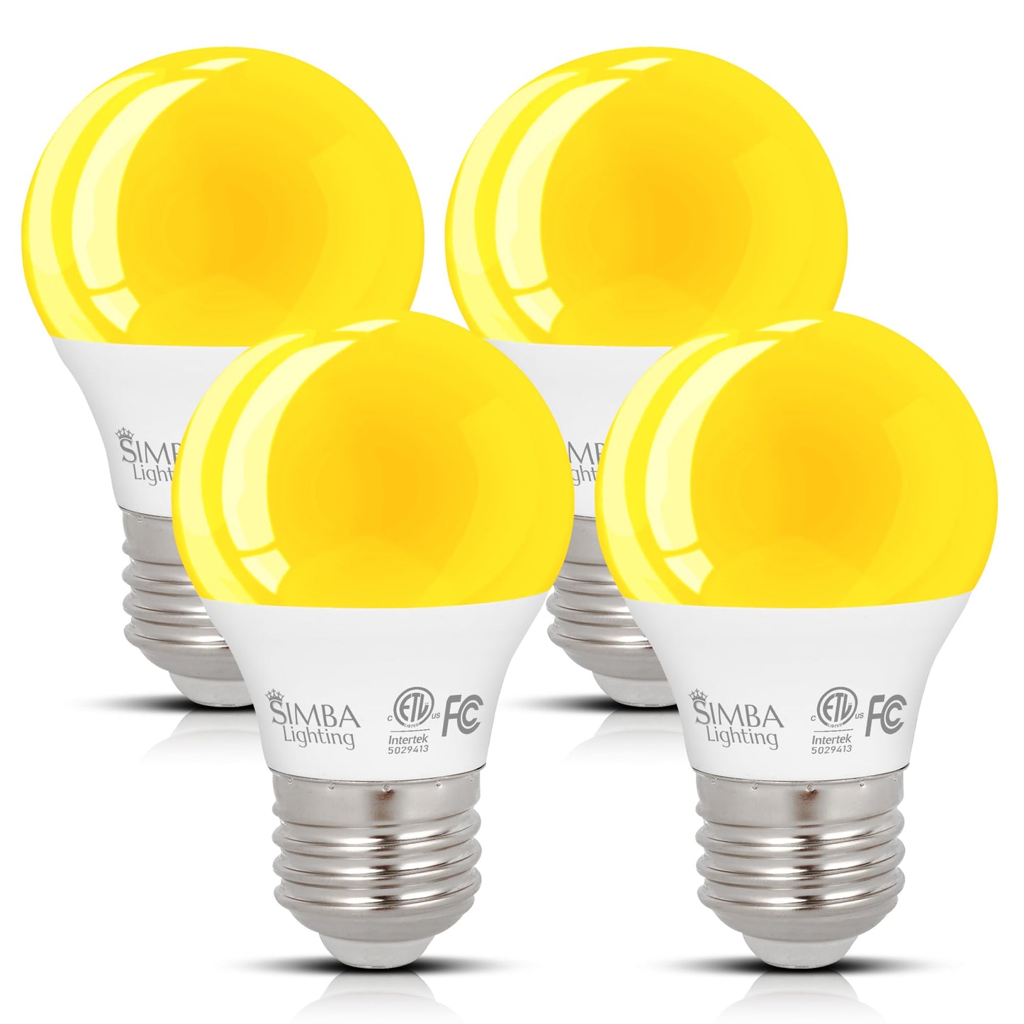 Simba Lighting LED Bug Non-Attracting A15 Yellow Bulb ETL Listed 5W, 4 Pack