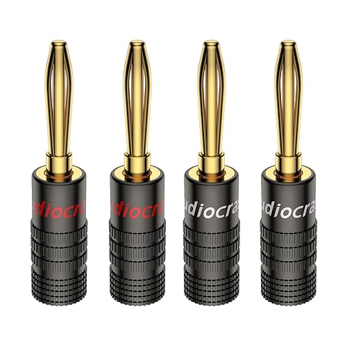 Tertullus Banana Plugs 24K Gold Plated Dual Screw LockingBanana Connectors Adapter for Speaker Wire, Wall Plate, HomeTheater, Audio/Video Receiver