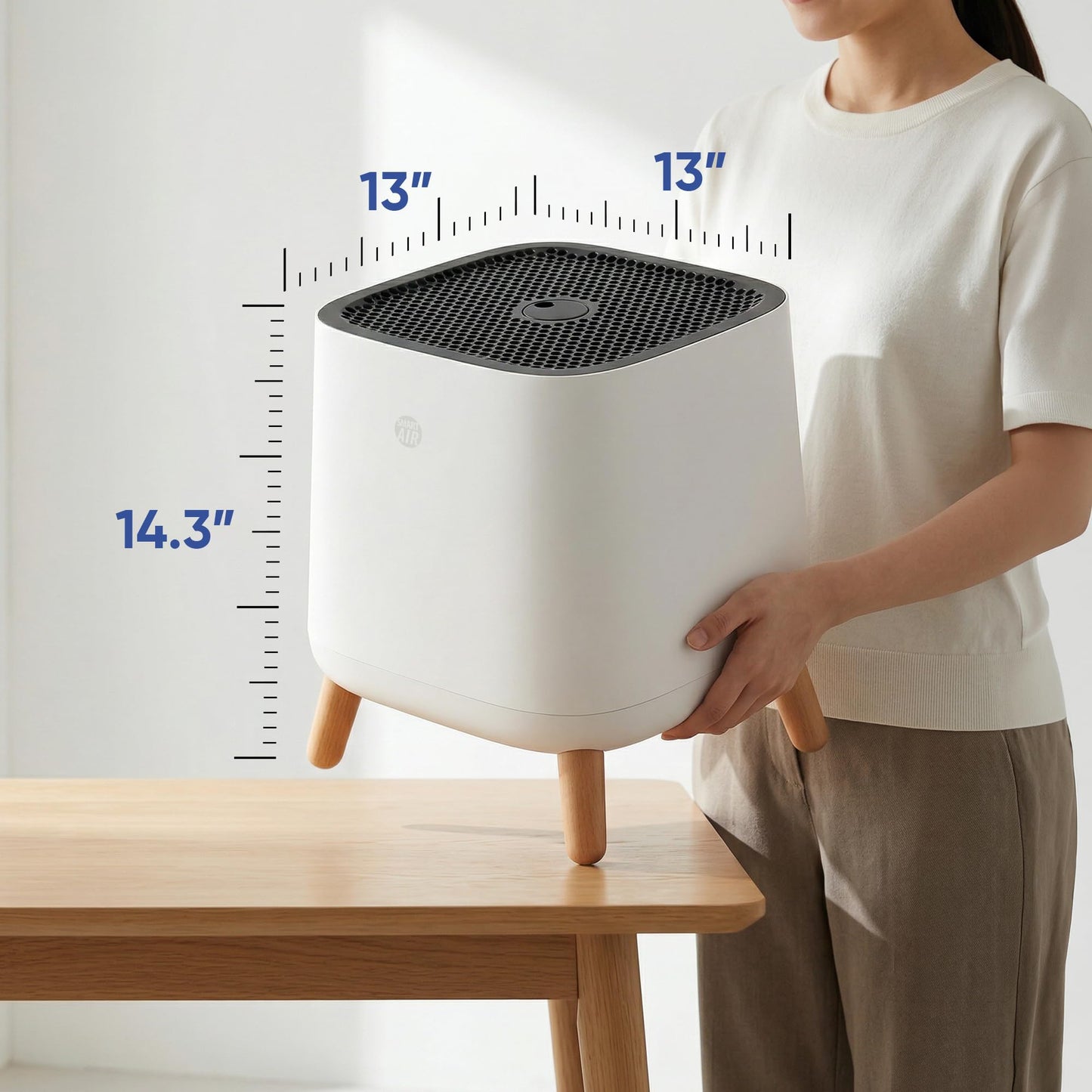 Smart Air(AKA Smart Health) Sqair Air Purifier|H13 HEPA &Activated Carbon| Cleans up to 900 sq ft/30 mins, 23-52 dB| For Home, Bedroom, Office