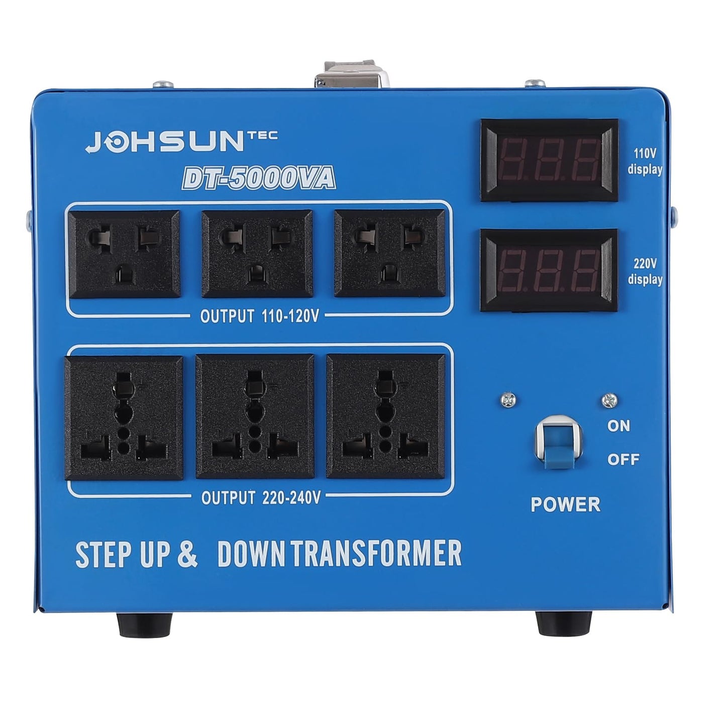 5000W Voltage Converter Auto Transformer Duty Step Up/Down Power Converter Transformer 110/120/220/240V with 3 US Outlets,3 Universal Outlets, LCD…