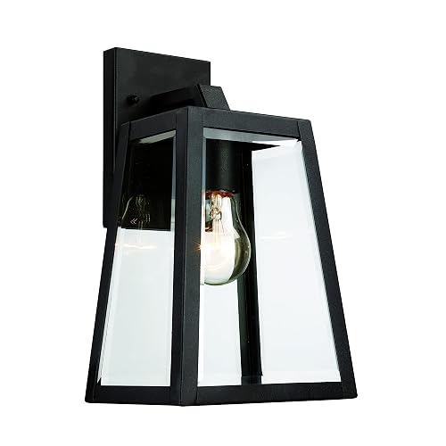 Charmelle 1-Inch Outdoor Wall Light | Black Exterior Sconce with Clear Glass | 1-Light Fixture | Uses E26 Medium Base Bulb | Wet Rated for Porch