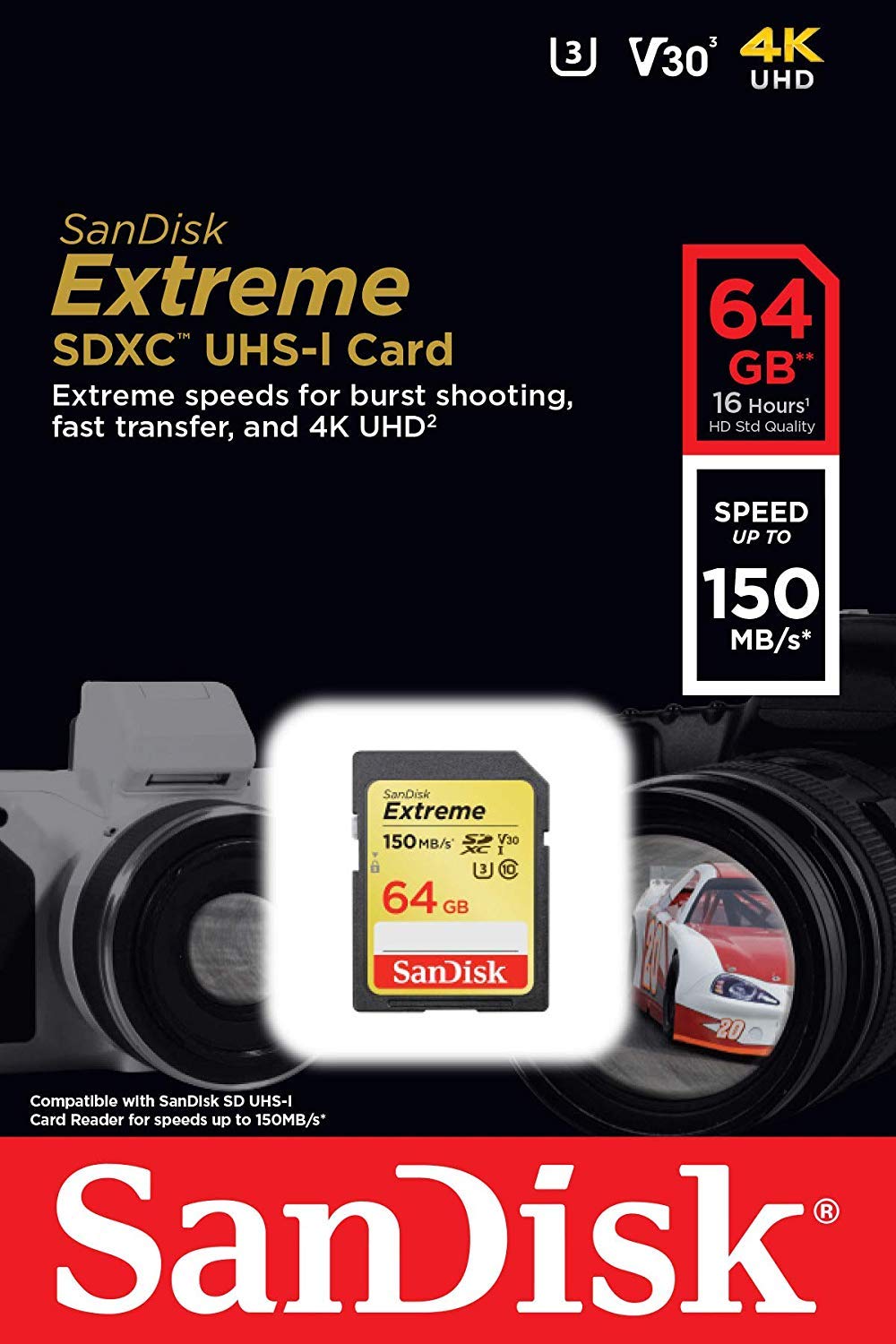 SanDisk 64GB Extreme SD Card (2 Pack) SDXC Memory Cards Compatible Browning Trail Cameras (SDSDXV6-064G-GNCIN) Class 10 UHS-1 U3 4K Bundle with (1)