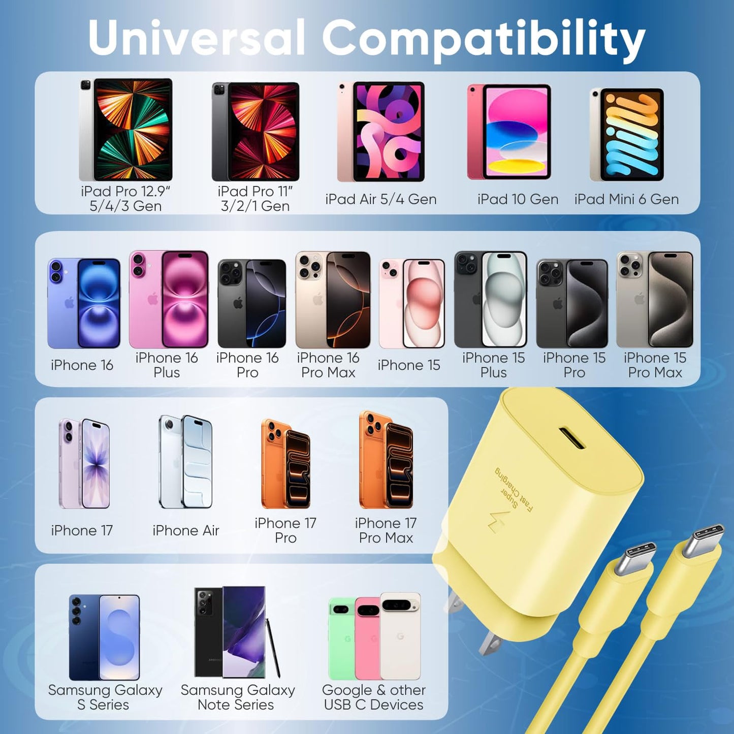 iPhone 16 15 Charger Fast Charging, 30W USB C Charger Block 10FT Cable for iPhone 15 16 Plus Pro Max/iPad Pro/AirPods, PD USBC Power Adapter Wall Plug