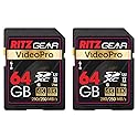 Ritz Gear Video Pro SD Card UHS-II 64GB SDXC Memory Card 2-Pack U3 V90 A1, Extreme Performance Professional (R 280mb/s 250mb/s W) for Advanced