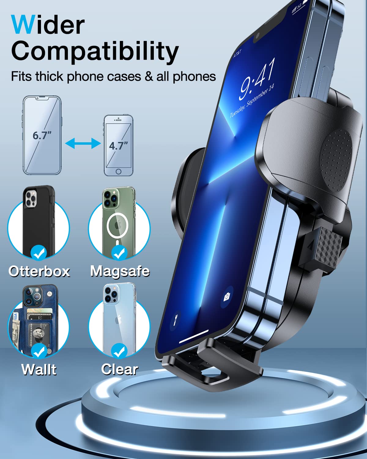 HTU Car Phone Holder?2026 Upgraded 100+LBS Suction & Safety Cert? Cell Phone Car Mount for Truck Heavy Duty Phone Holder for Dashboard/Windshield/Vent