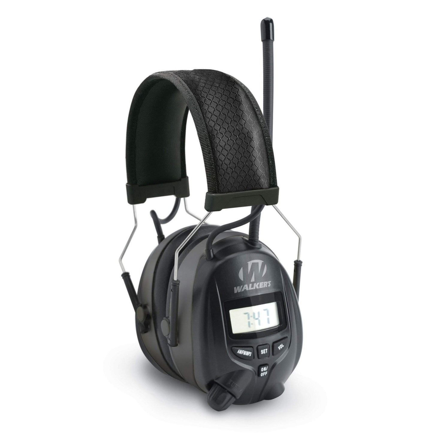 Walker's Hearing Protection Soft Padded Over Ear Earmuffs with Built in AM/FM Radio and Input Jack for MP3 or CD Player, Black (2 Pack)