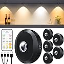 WILLED Puck Lights with Remote Control, Rechargeable Under Cabinet Lights, 1200mAh Battery Operated Tap Lights, Dimmable Push Lighting, Wireless
