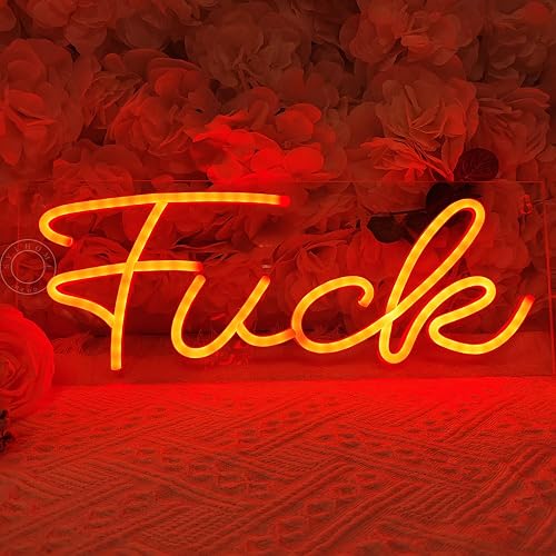 SYLHOME LED Neon Light Sign Fuck Red 15.8"X5.9" Cool Wall Decor Sign for Bedroom Kid's Room Man Cave Bar Pub Club Game Room, Birthday Party