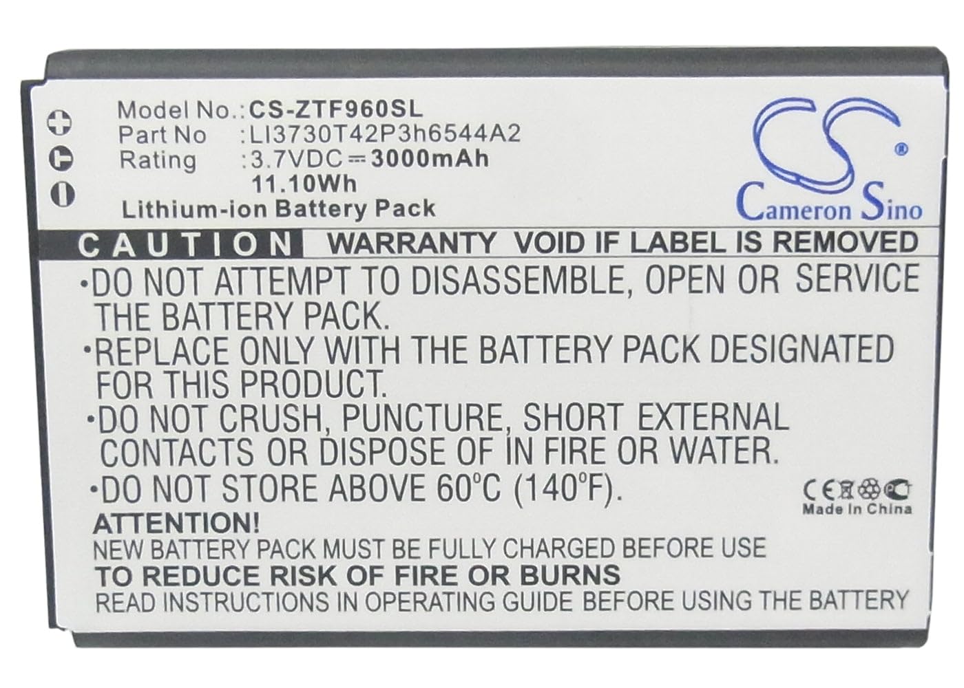 VINTRONS 3000mAh Replacement Battery for T-Mobile LI3730T42P3h6544A2