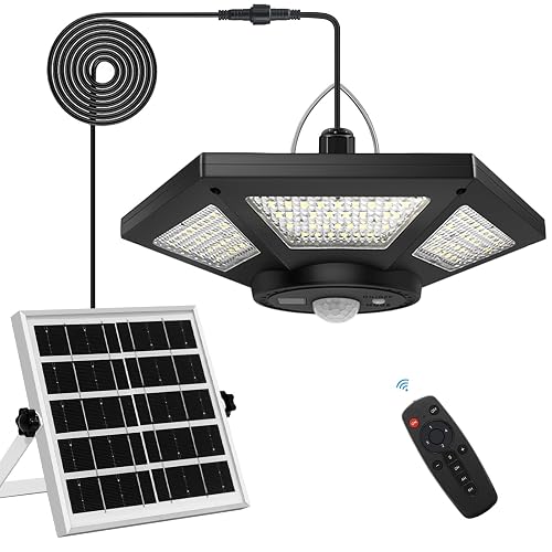 AEQ Solar Shed Light Indoor Outdoor Work in Daytime with Remote Control, 360° Lighting Waterproof Solar Indoor Lights with Motion Sensor/Timer/5 Modes