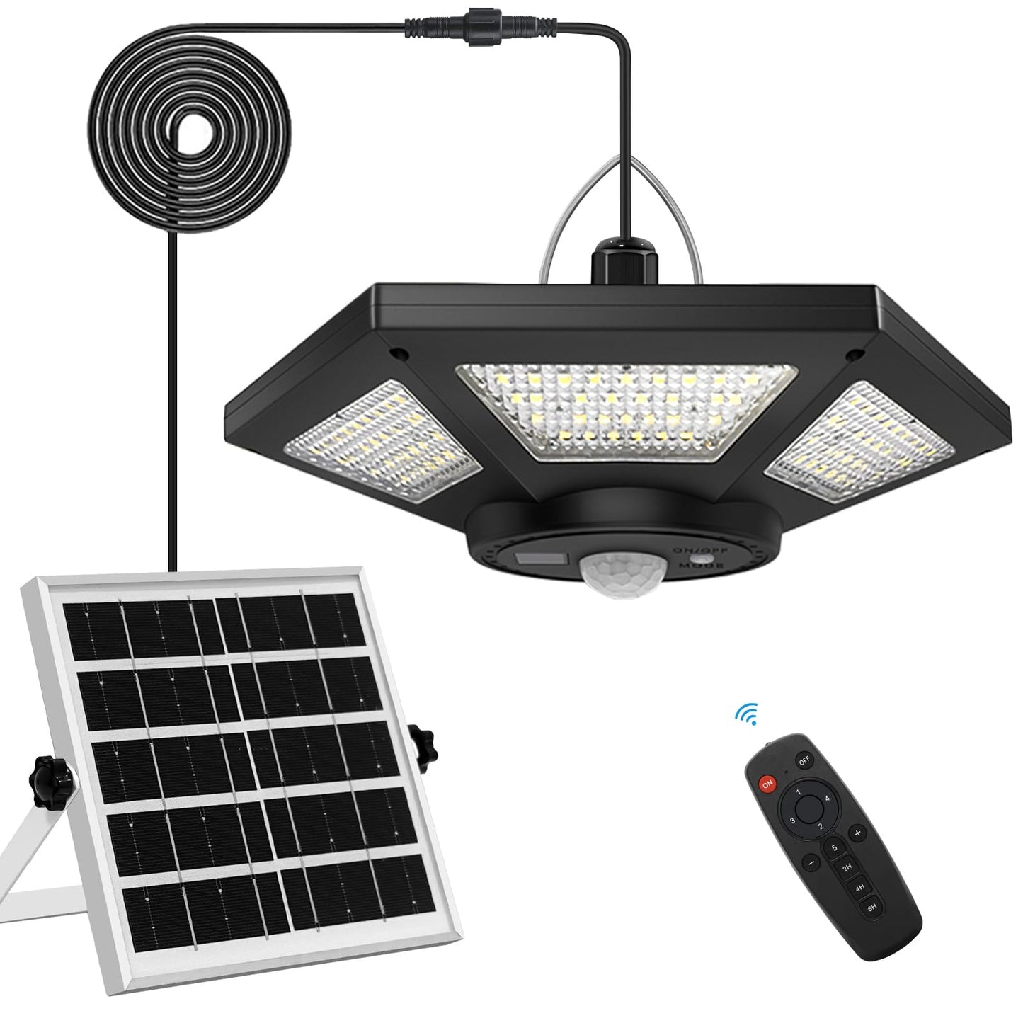 AEQ Solar Shed Light Indoor Outdoor Work in Daytime with Remote Control, 360° Lighting Waterproof Solar Indoor Lights with Motion Sensor/Timer/5 Modes