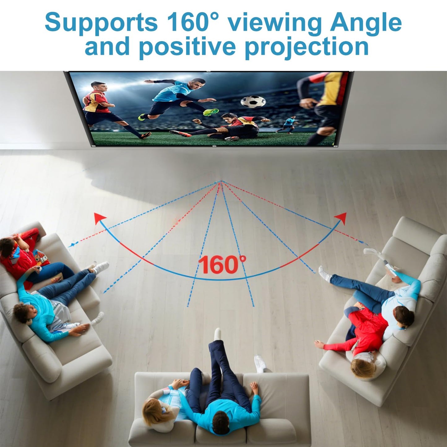 Outdoor Portable Projector Screen 120 Inch: 16:9 4K HD Foldable and Anti-Crease Projection Screen Support Double Sided Projection for Home Theater