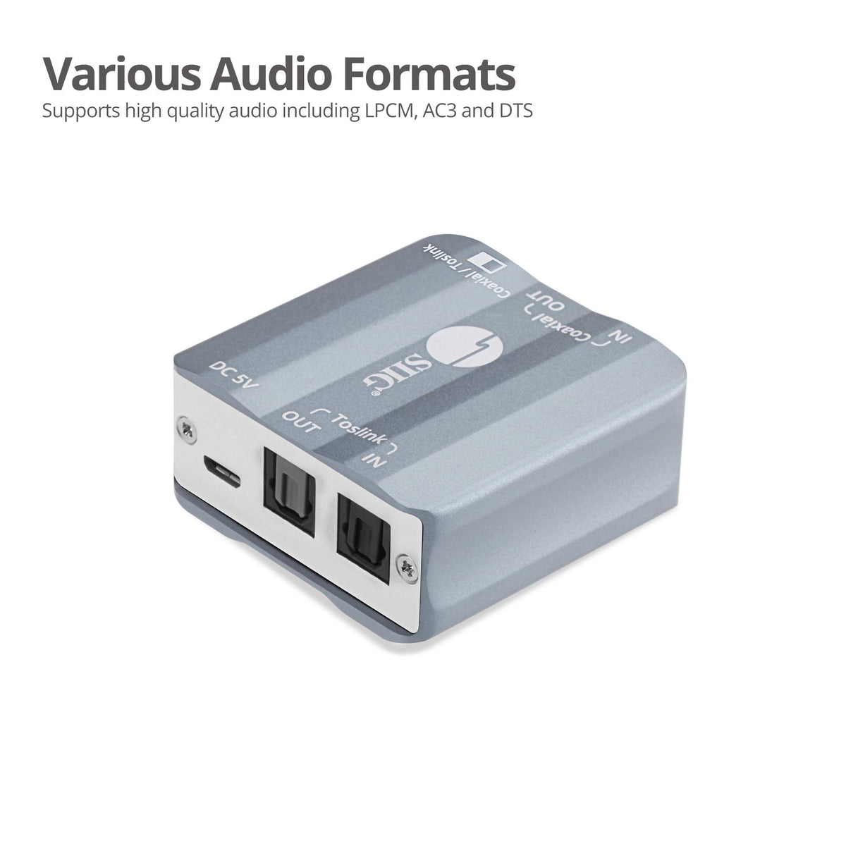 SIIG Bidirectional Toslink/Coax Audio Converter, 192kHz, TAA, CE-AU0311-S1