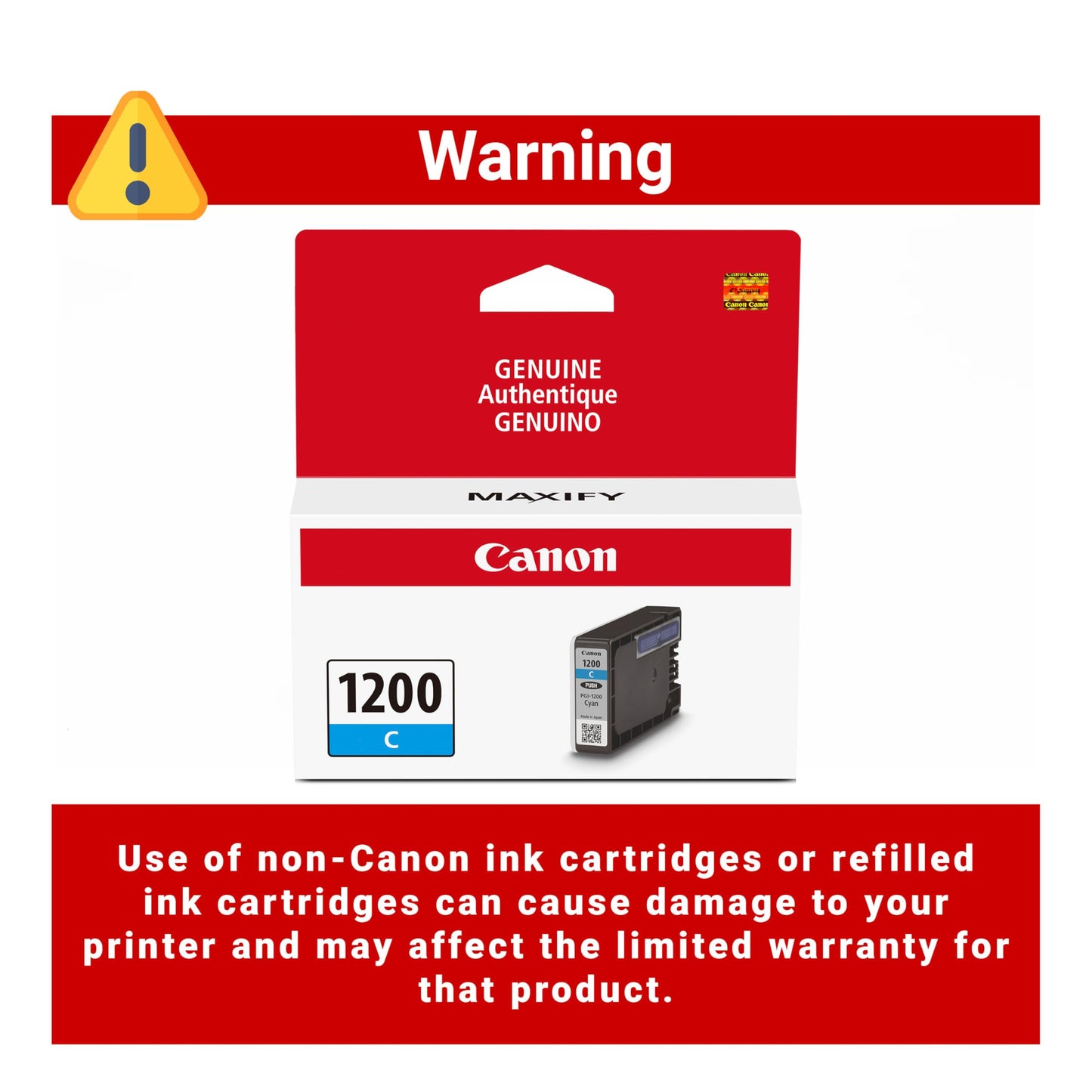 Canon PGI-1200 Genuine Cyan Ink Tank, Compatible with MB2120, MB2720, MB2020, and MB2320 Printers