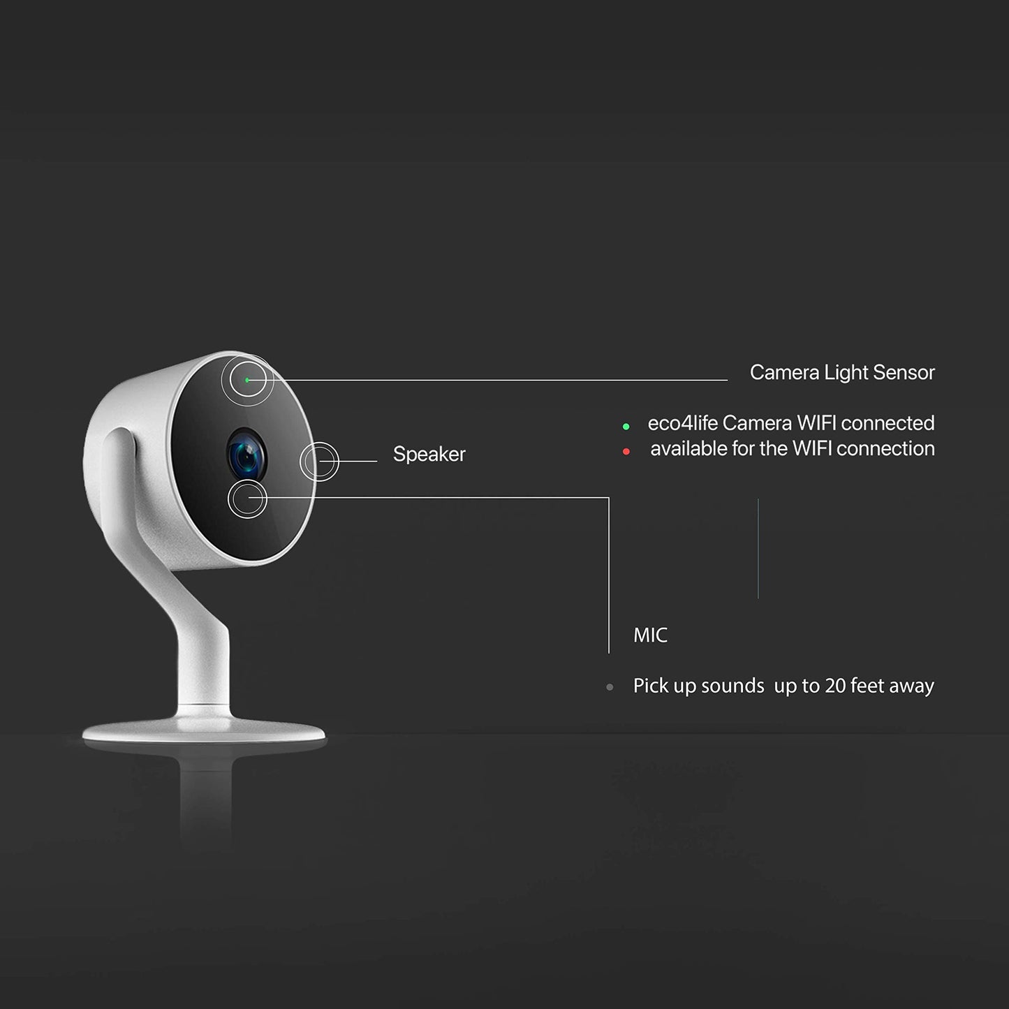 Wi-Fi Wireless Smart IP Camera with Dedicated Mobile App, Full HD 1080P, Indoor IP Camera with Night Vision, Two Way Audio Video, SD Card and Cloud