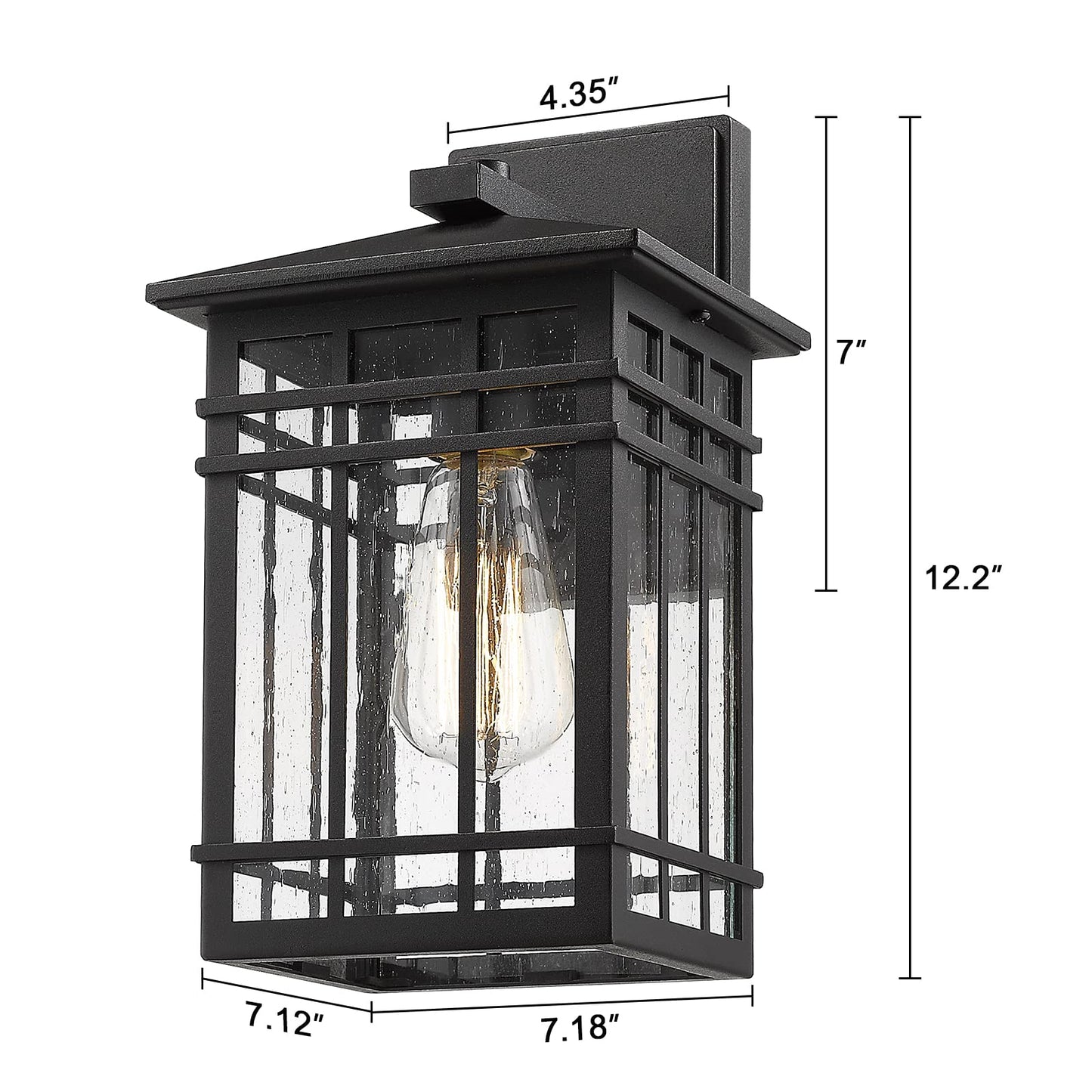 Rosient Outdoor Wall Lantern, Exterior Light Fixture Mount, 1-Light Waterproof Lighting With Seeded Glass for Porch, Garage, Patio, Hallway, Entryway