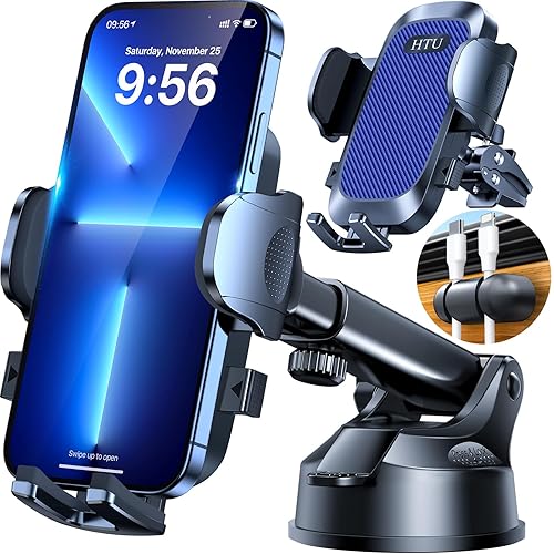 HTU Car Phone Holder?2026 Upgraded 100+LBS Suction & Safety Cert? Cell Phone Car Mount for Truck Heavy Duty Phone Holder for Dashboard/Windshield/Vent