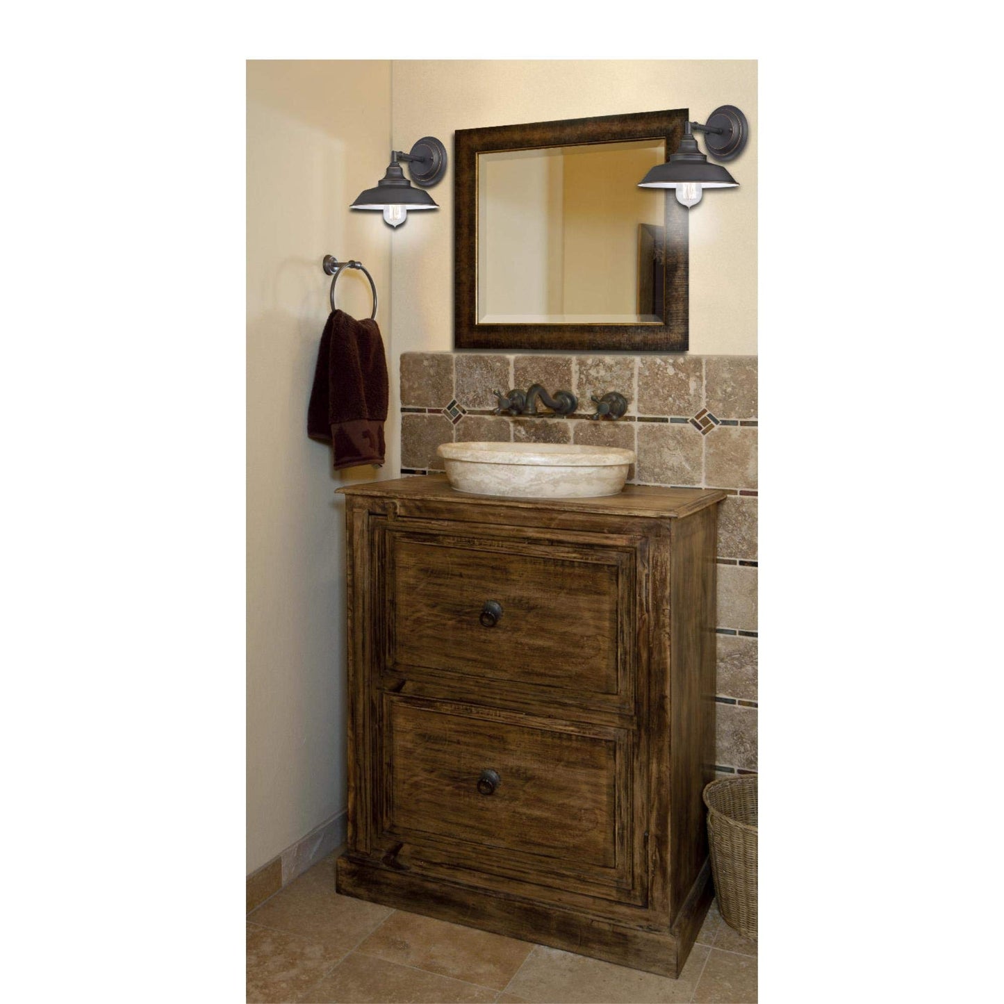 Westinghouse 6344800 One-Light Indoor Finish with Highlights Iron Hill Wall Fixture, 1 Sconce, Oil Rubbed Bronze/Bronze,Black
