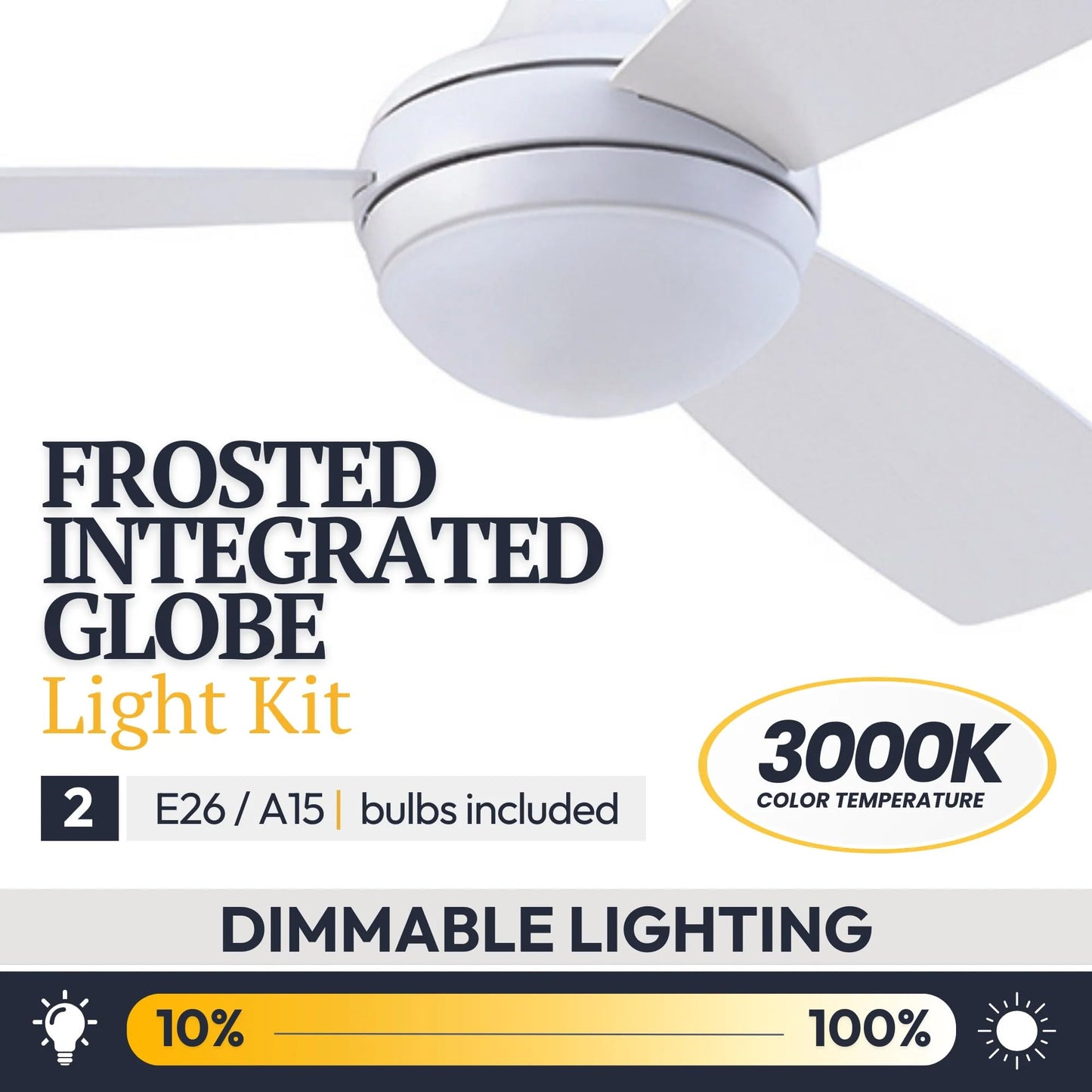 Prominence Home 80034-01 Calico Modern/Contemporary Remote Control Integrated LED Light Kit, 52 inches, White