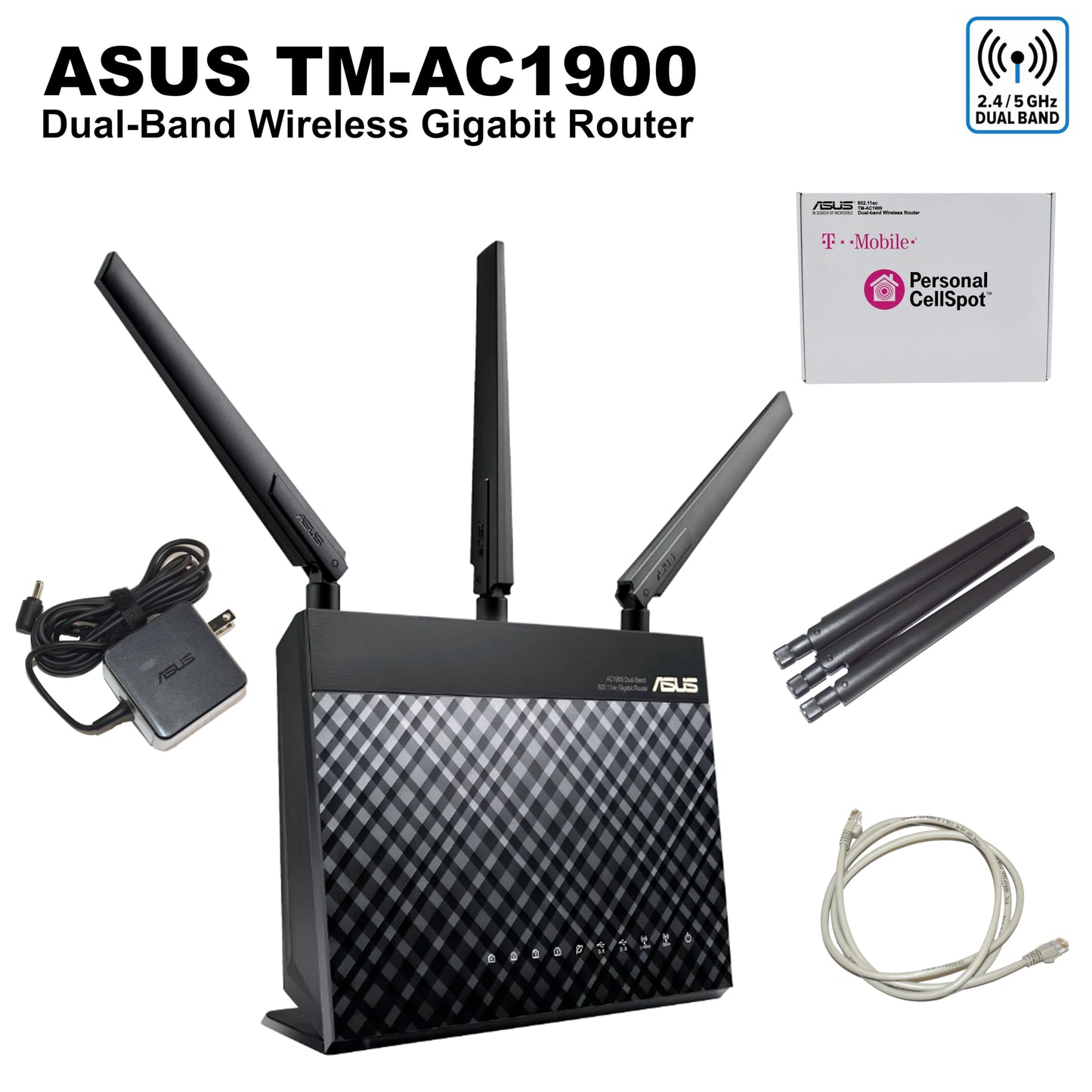 T-Mobile (AC-1900) By ASUS Wireless-AC1900 Dual-Band Gigabit Router, AiProtection with Trend Micro for Complete Network Security
