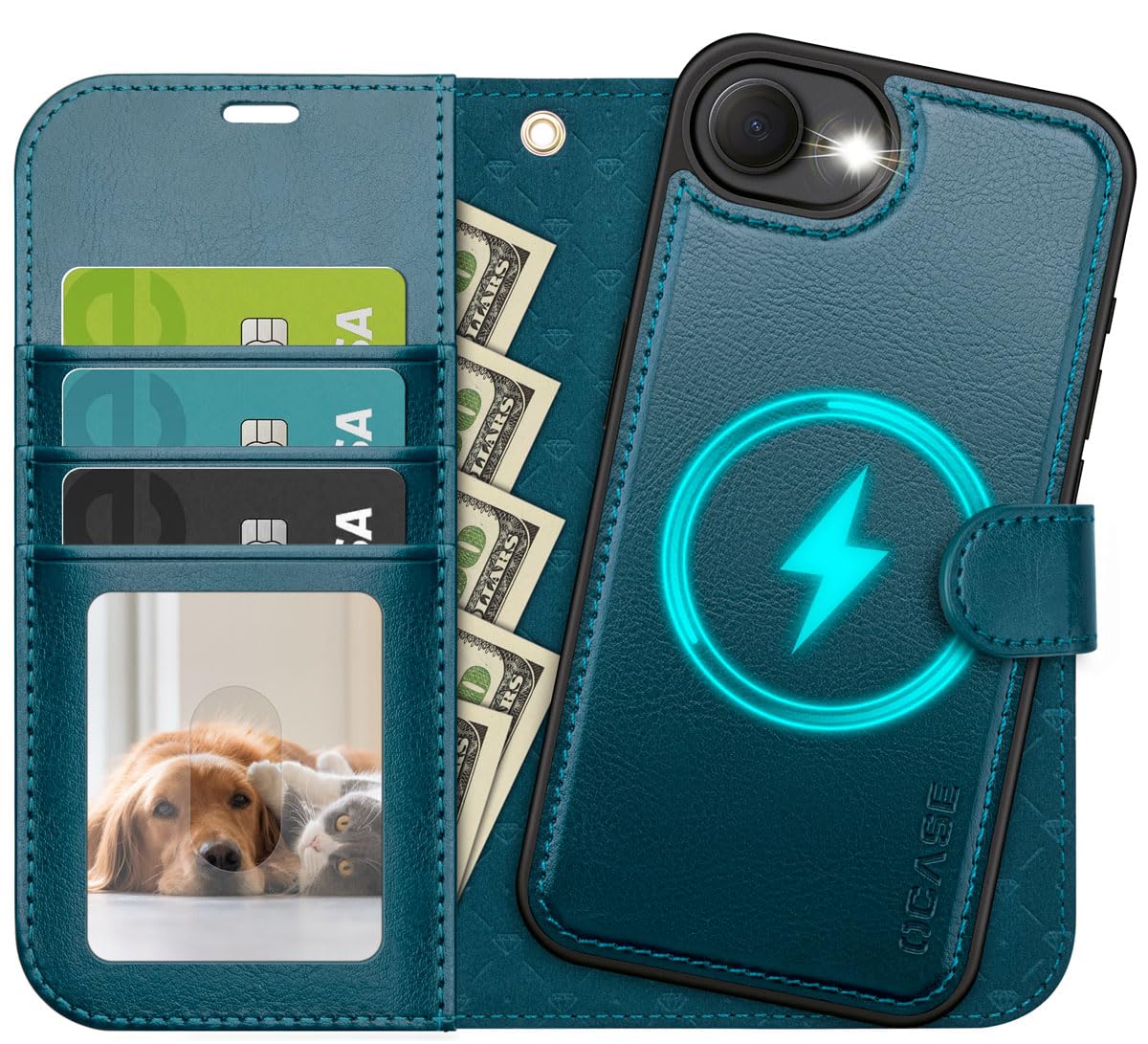 OCASE for iPhone 17e Case/iPhone 16e Detachable Wallet Case with Card Holder, 2 in 1 Pu Leather Flip Folio with RFID Blocking Stand Wrist Strap