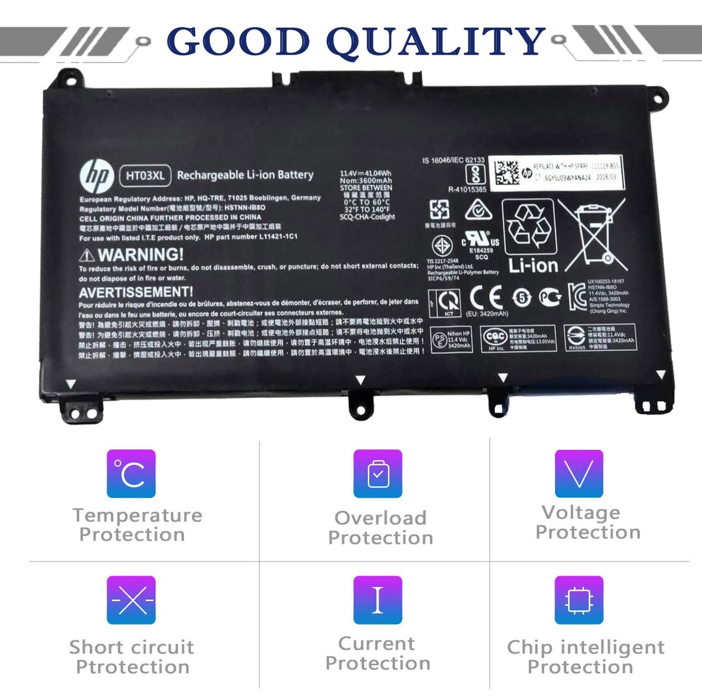 HP HT03XL L11119-855 Battery for Pavilion 15-DA 15-DB 15-DW 15-CS 15-DY 17-by 17-CA 14-CE 14-CF 14-DF 14-DQ 14-DK 15-CS0053CL 15-DW0033NR 15-DA0014DX