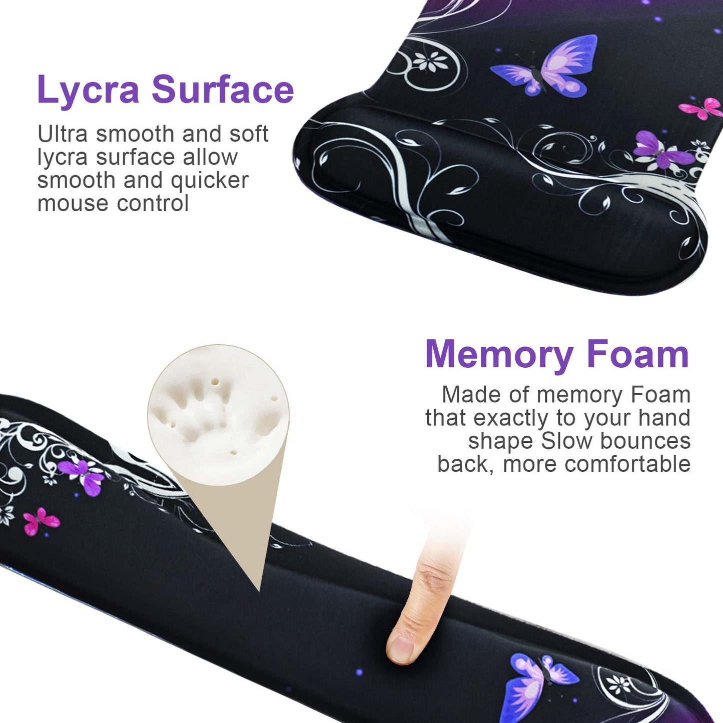 Mouse Pad with Wrist Support and Keyboard Wrist Rest Pad Set,Ergonomic Mouse Pads for Computers Laptop,Non-Slip Comfortable Mousepad w/Raised Memory