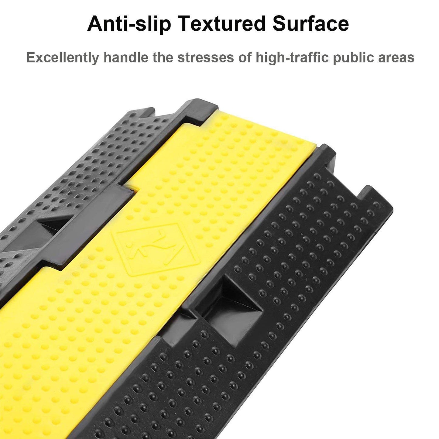 Reliancer 3 Pack Dual Channel Rubber Cable Protector Ramp 2 Channel Traffic Speed Bump 11000lbs Capacity Heavy Duty Driveway Hose Cover Ramp Cord