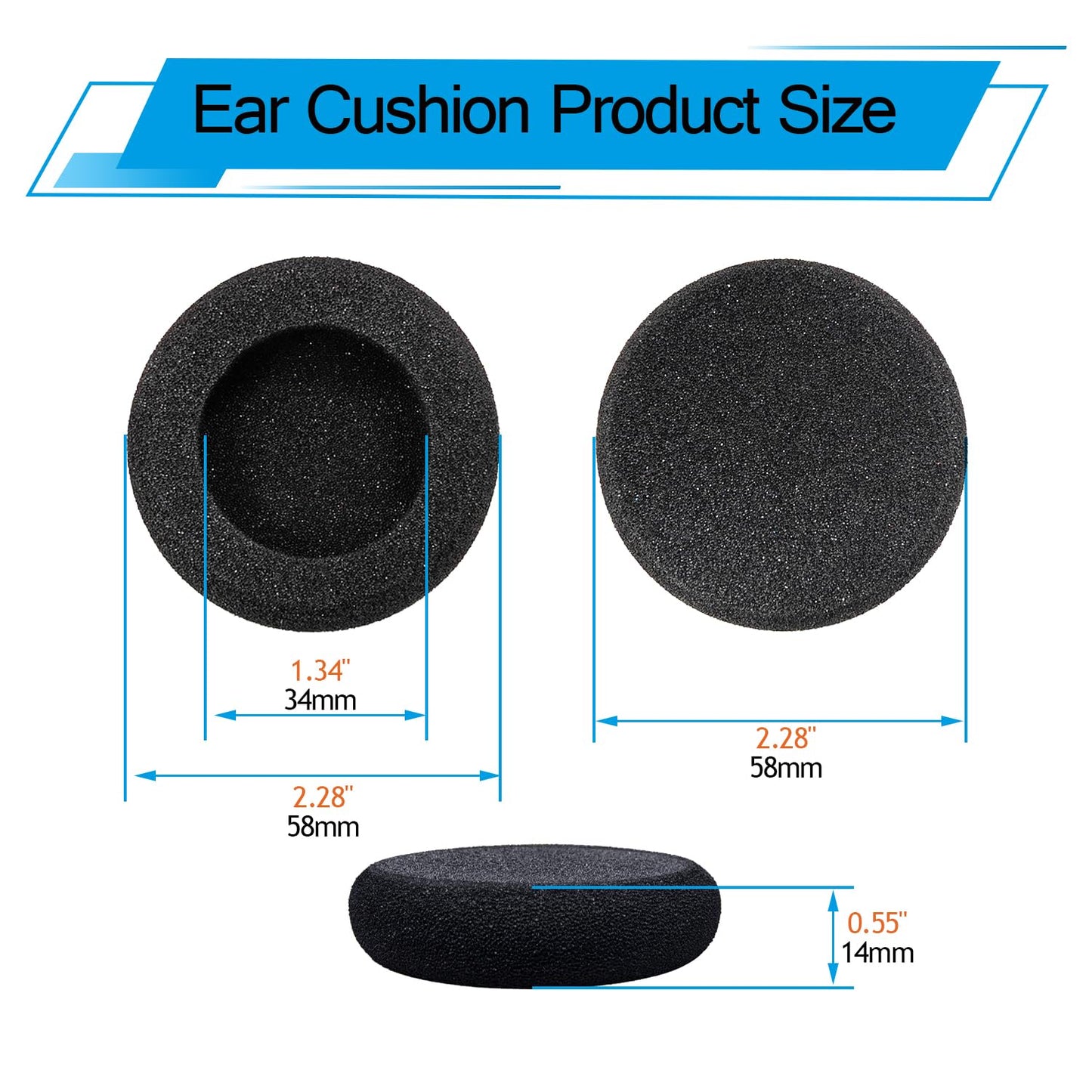 Ear Cushions Replacement for Plantronics Headset, Foam Ear Pads for Plantronics HW251N HW261N HW510 HW520 Blackwire 3210 3220 3320 C320 C3225 Jabra