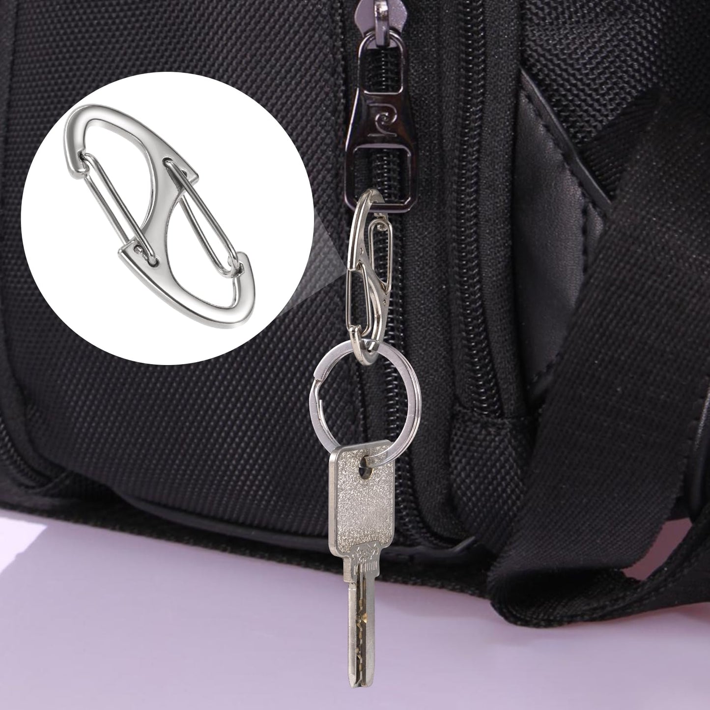 Alpinleux 8 Pcs Anti-Theft Zipper Clips – Dual Opening Zipper Pulls for Backpacks, Camping, Suitcases (Silver + Black)