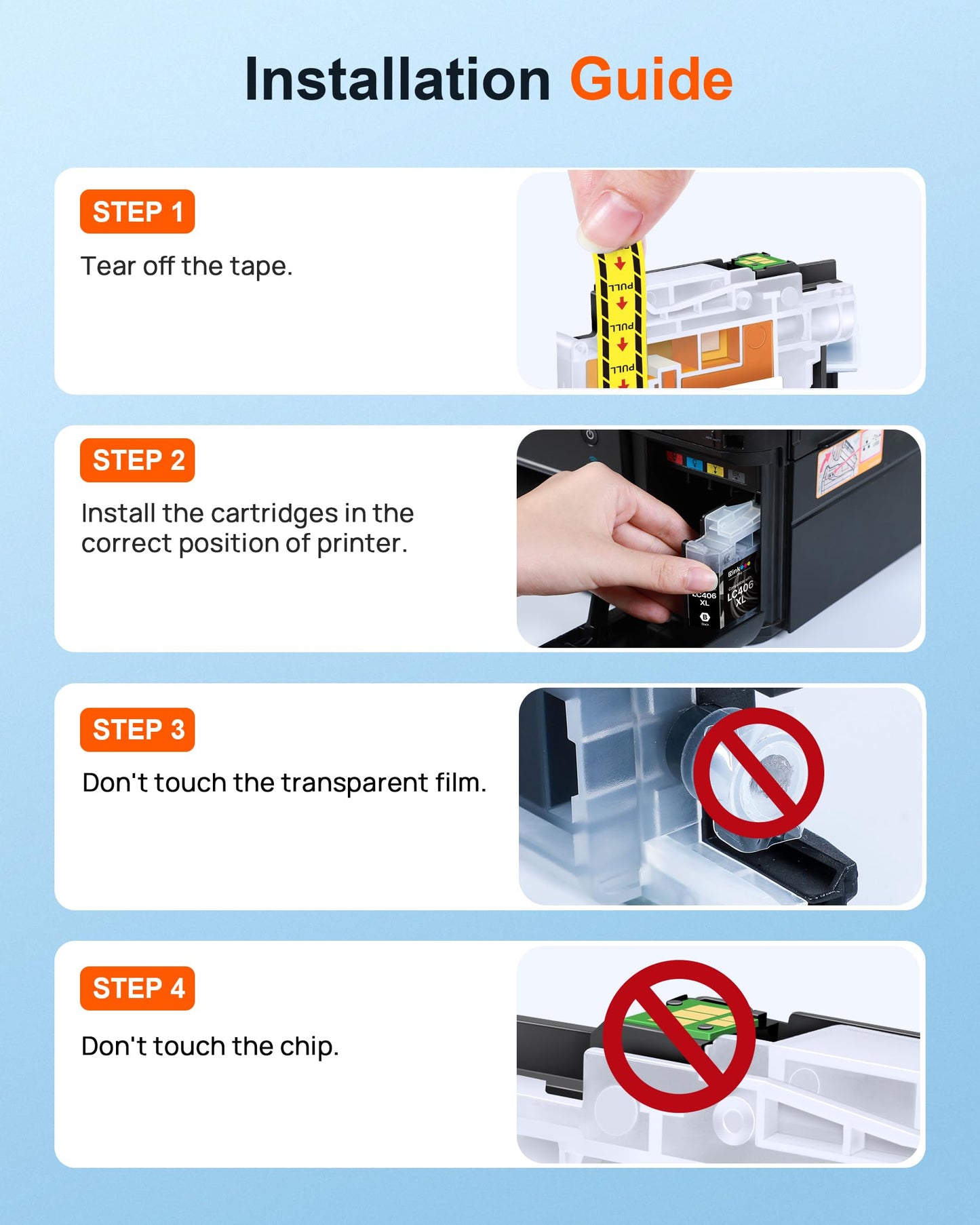 E-Z Ink Pro LC406XL LC406 Ink Cartridges for Brother Printer 4 Pack