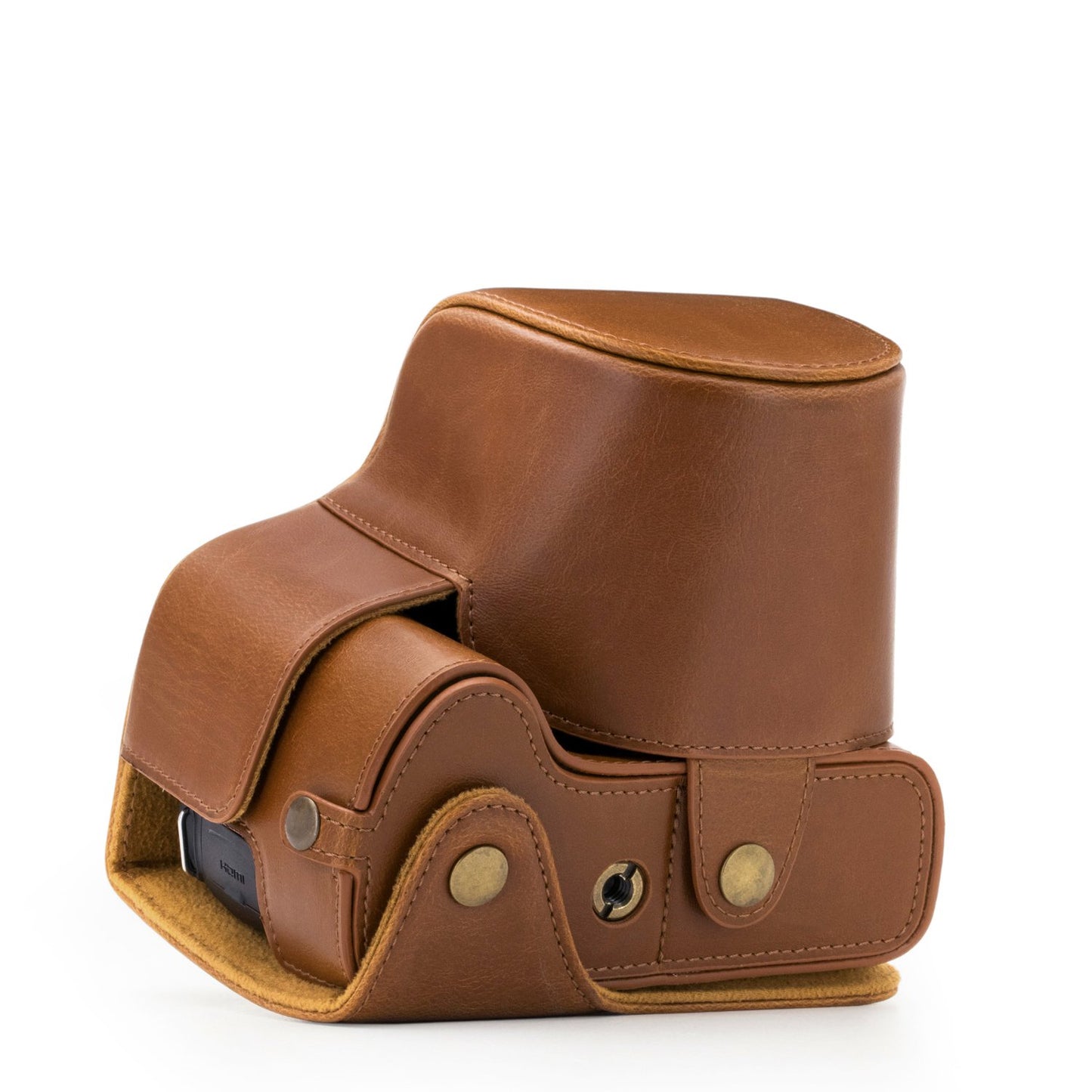 MegaGear Panasonic Lumix DC-FZ80, FZ82 Ever Ready Leather Camera Case and Strap, with Battery Access - Light Brown - MG1225