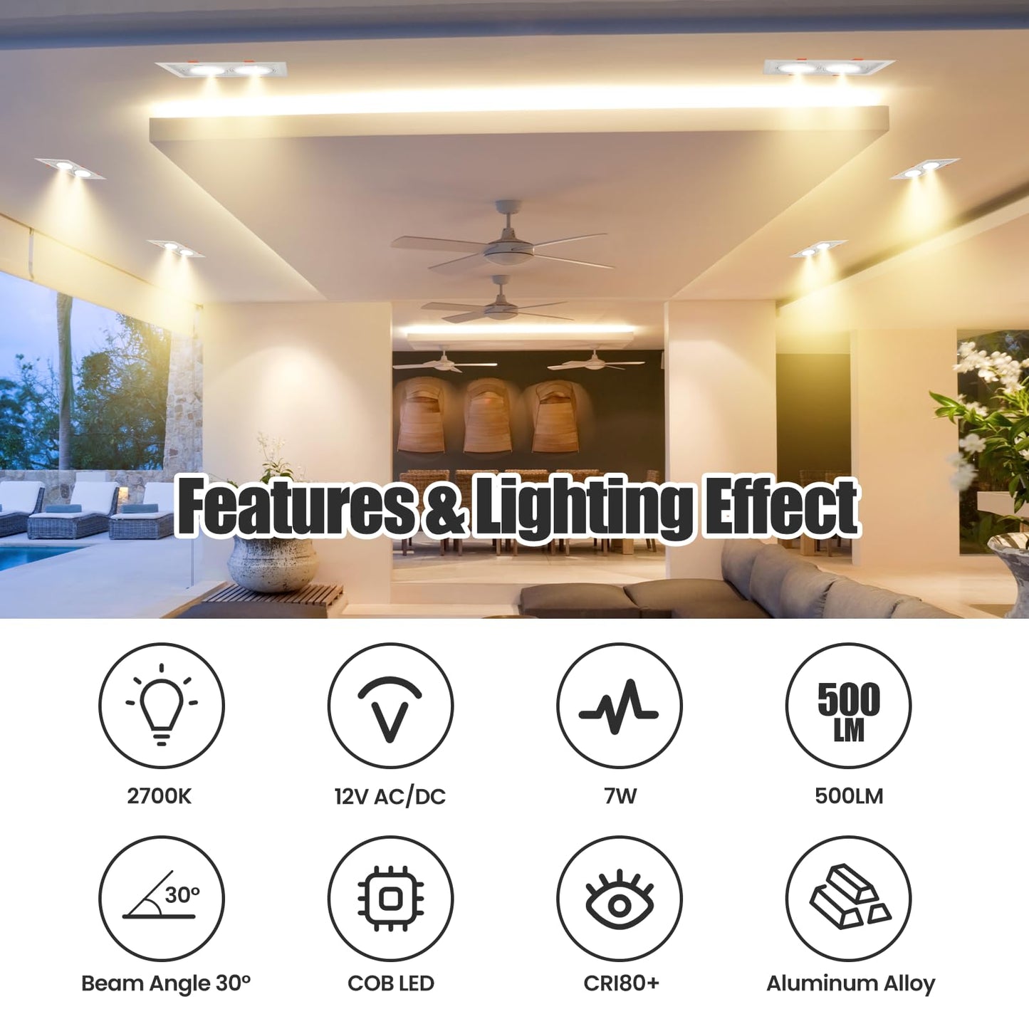 AIBOO AR70 LED Light Bulb BA15D B15 Base, AC/DC12V Input, 7W 500lm for Home Household Commercial Lighting, 50W Halogen Lamp Replacement(Warm White,4
