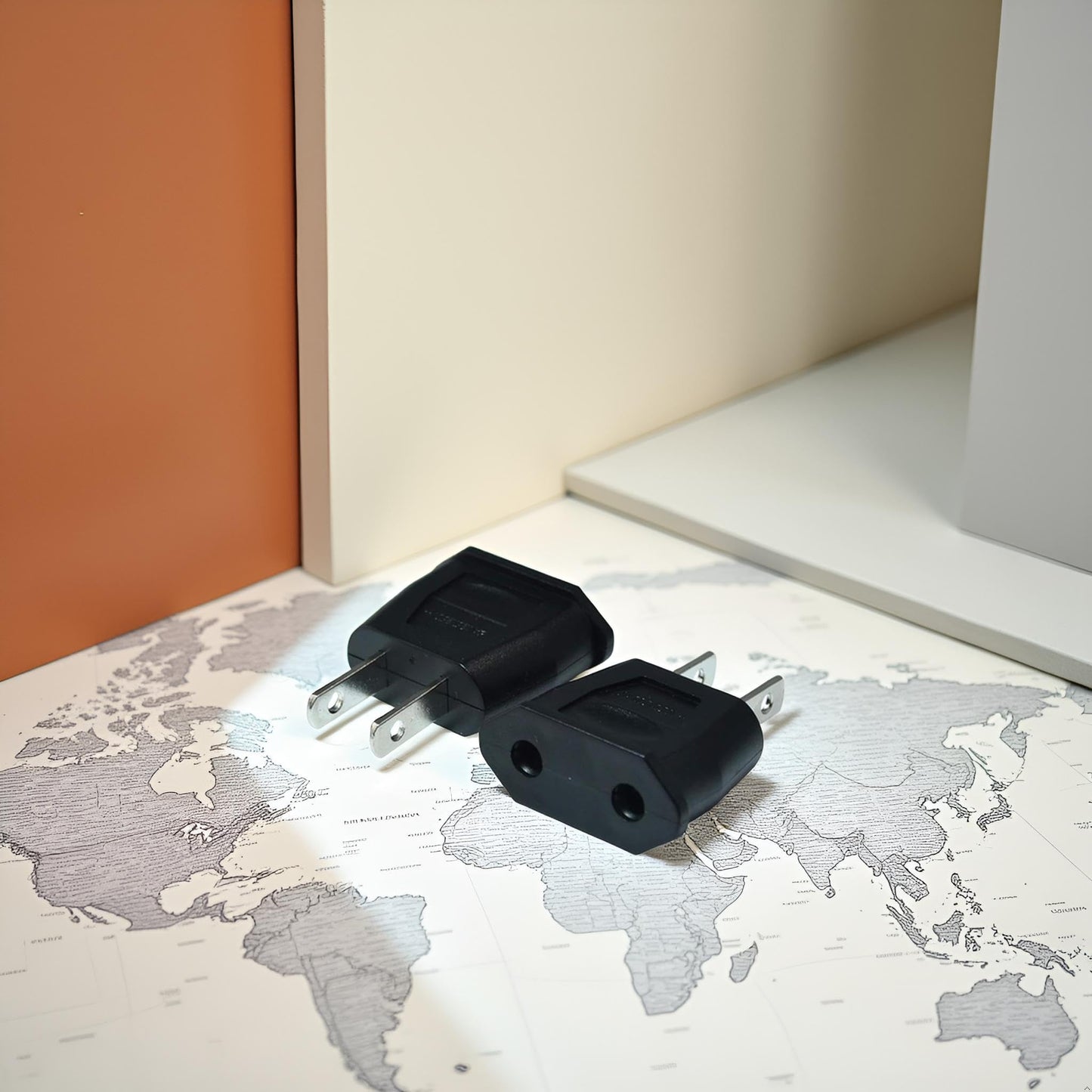 2 Pcs Black Socket Plug Adapter Europe EU Euro to US Travel Charger AC Power Converter