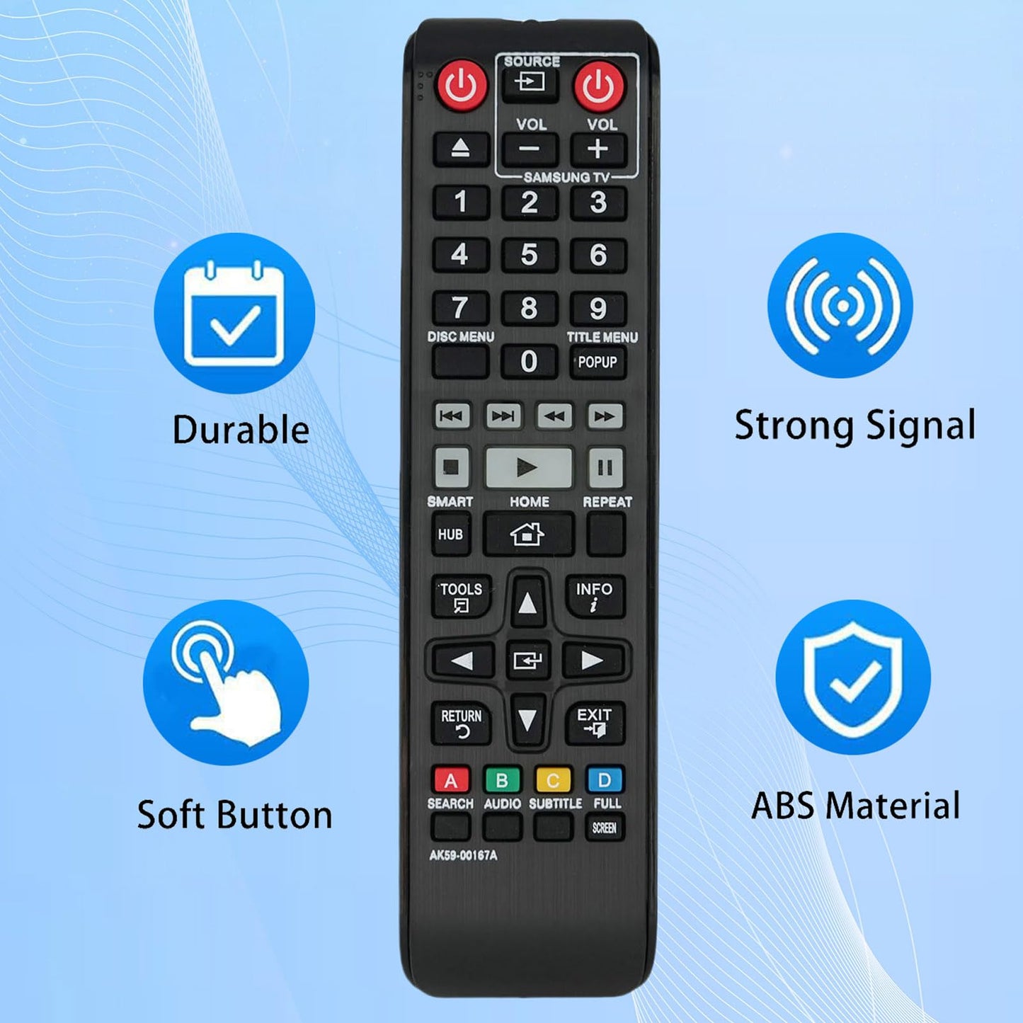 AK59-00167A Replacement Remote Compatible for Samsung Blu-ray Disc Player BD-J6300 BD-J6300/ZA BD-JM63 BD-JM63C BD-F7500 BD-F7500/ZA BD-F6500 BD-F6700